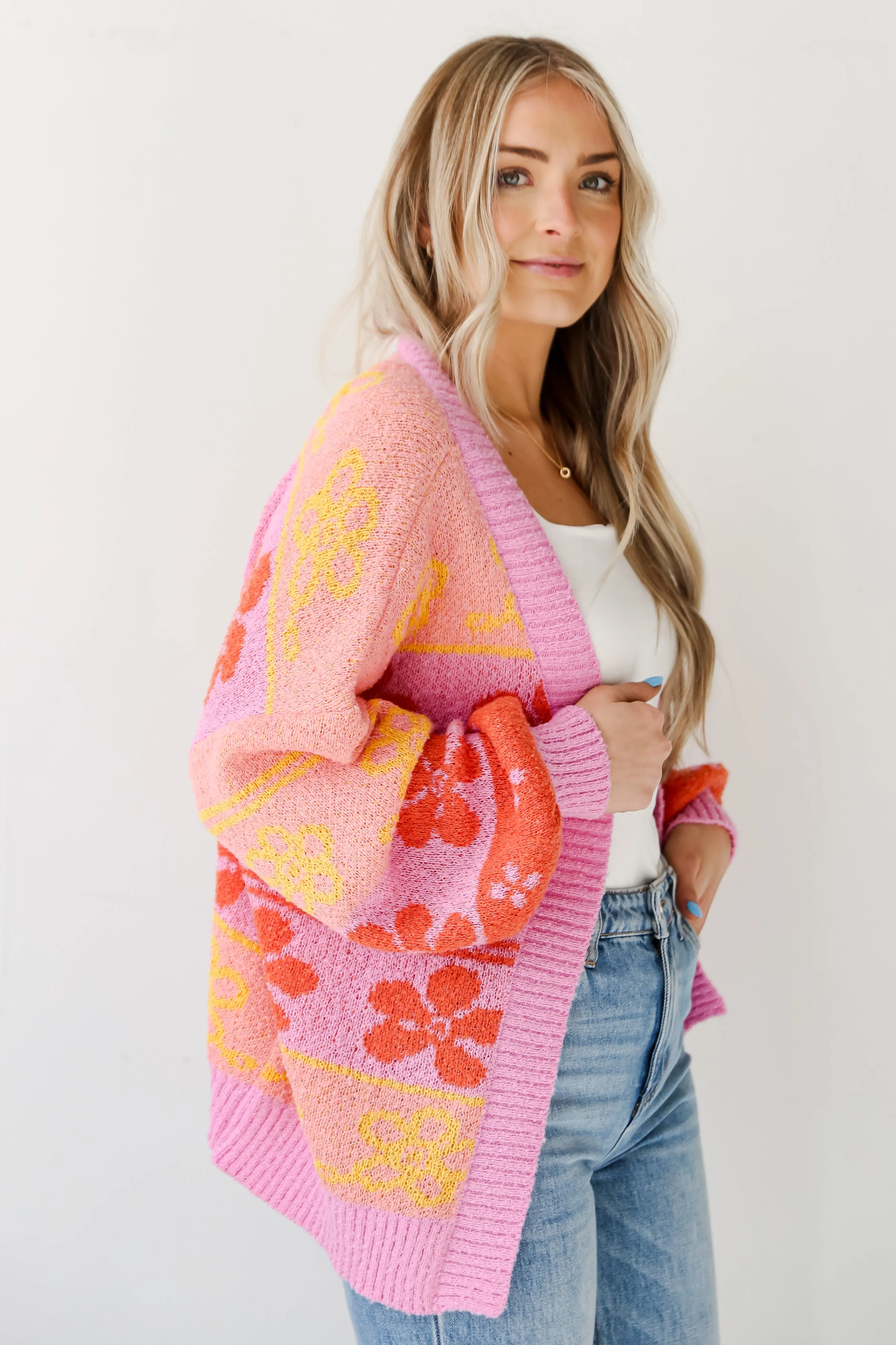 FINAL SALE - Darling Perception Floral Color Block Cardigan - DU DEAL