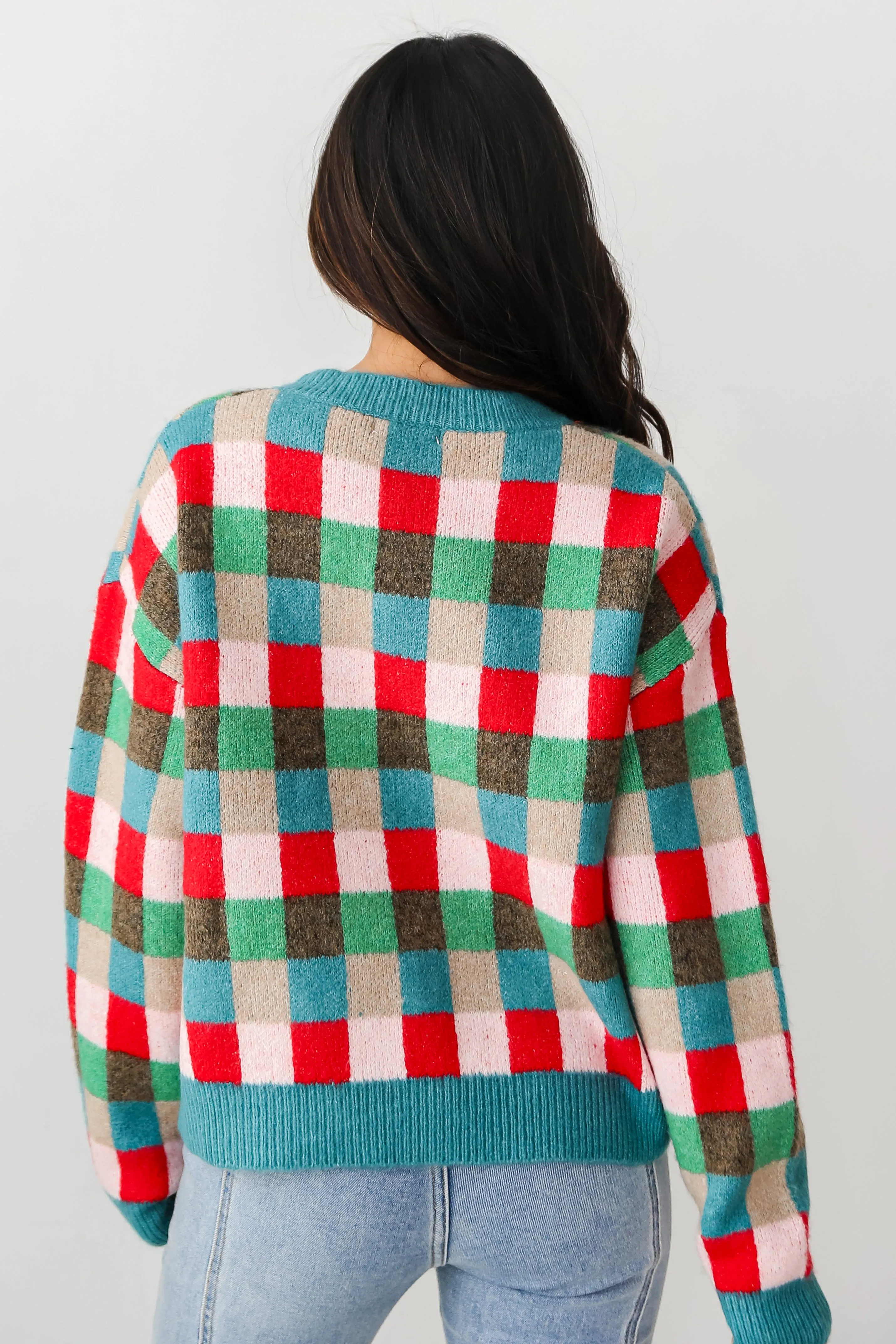 FINAL SALE - Warm Expression Checkered Sweater