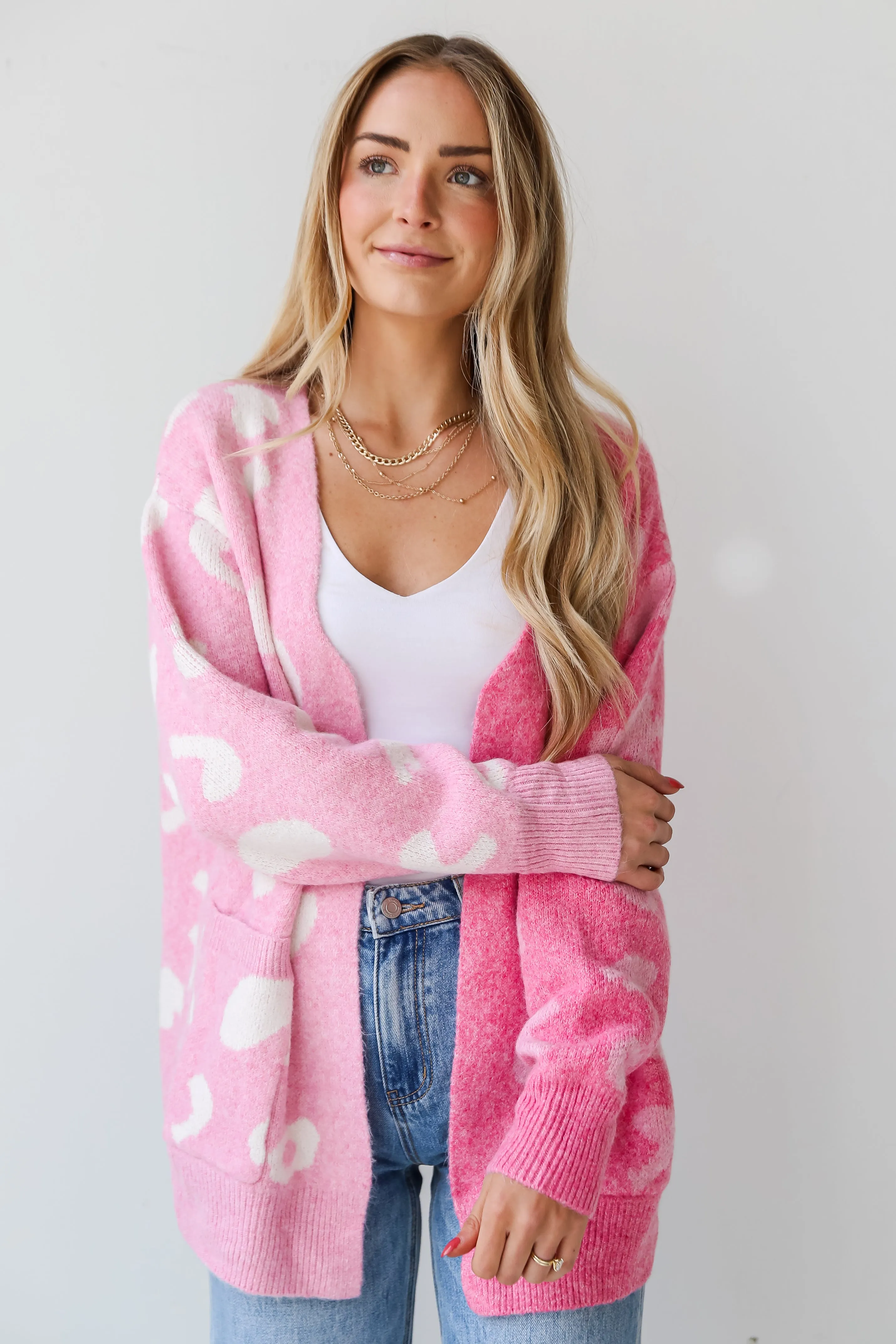 FINAL SALE - Wondrously Cozy Pink Color Block Cardigan