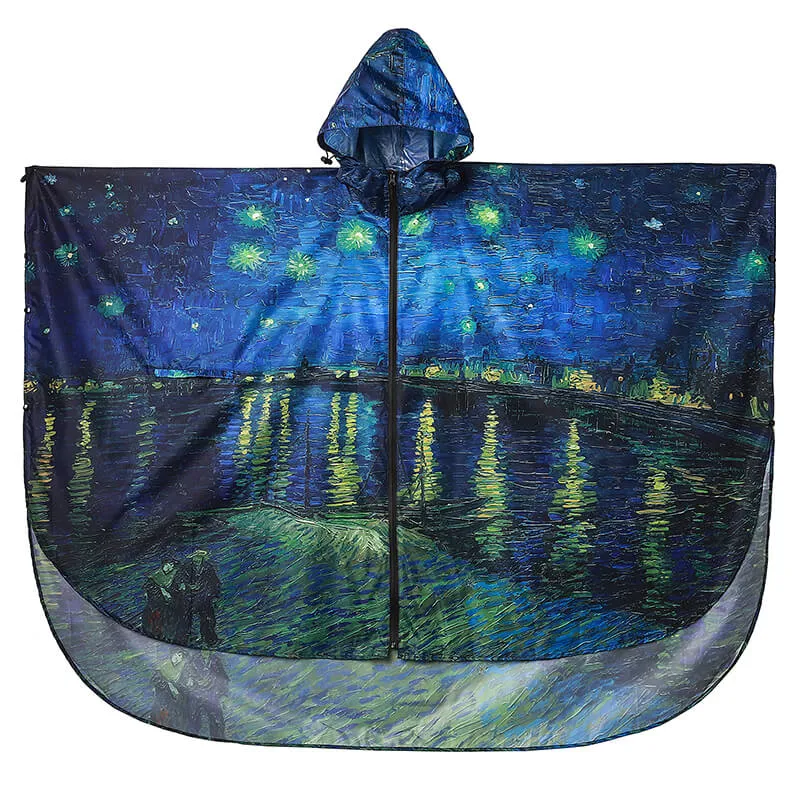 Fine Art Rain Poncho-Van Gogh Starry Night Over the Rhone