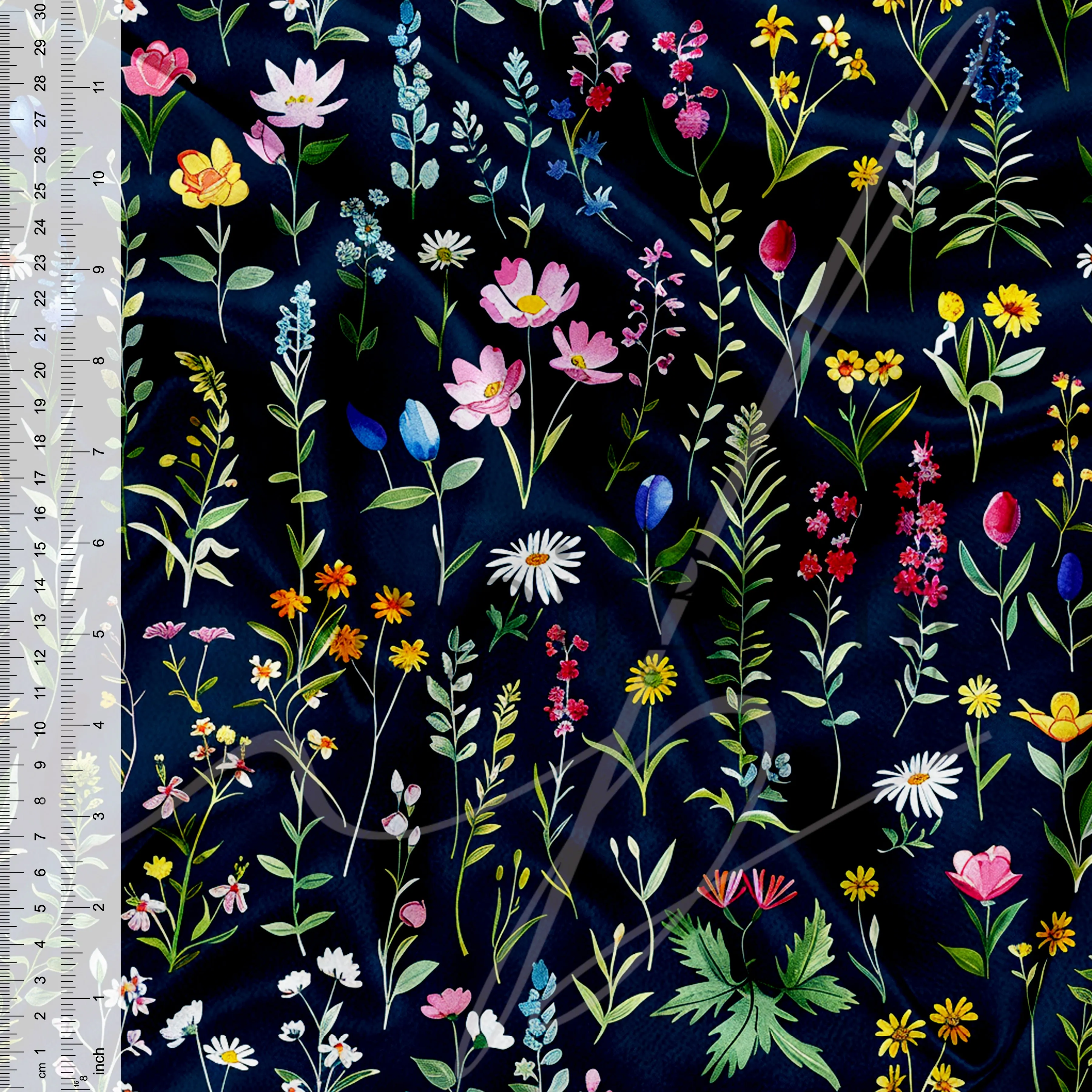 Fleurs sauvages fond navy