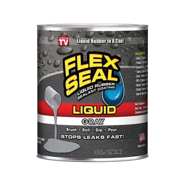 Flex Seal LFSGRYR32 Liquid Rubber Sealant, Gray, 32 oz, Can