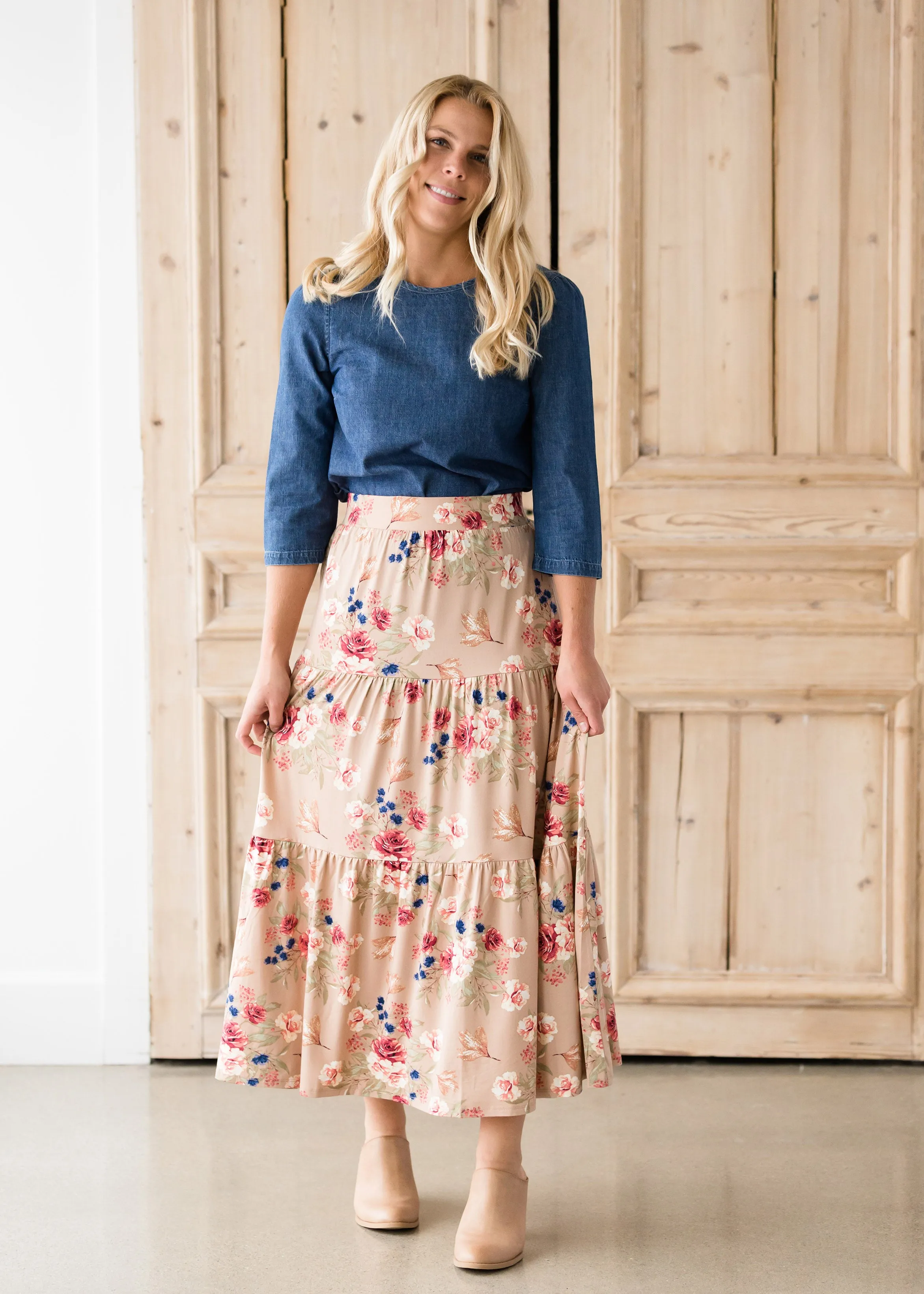 Floral Layered Stretch Maxi Skirt - FINAL SALE