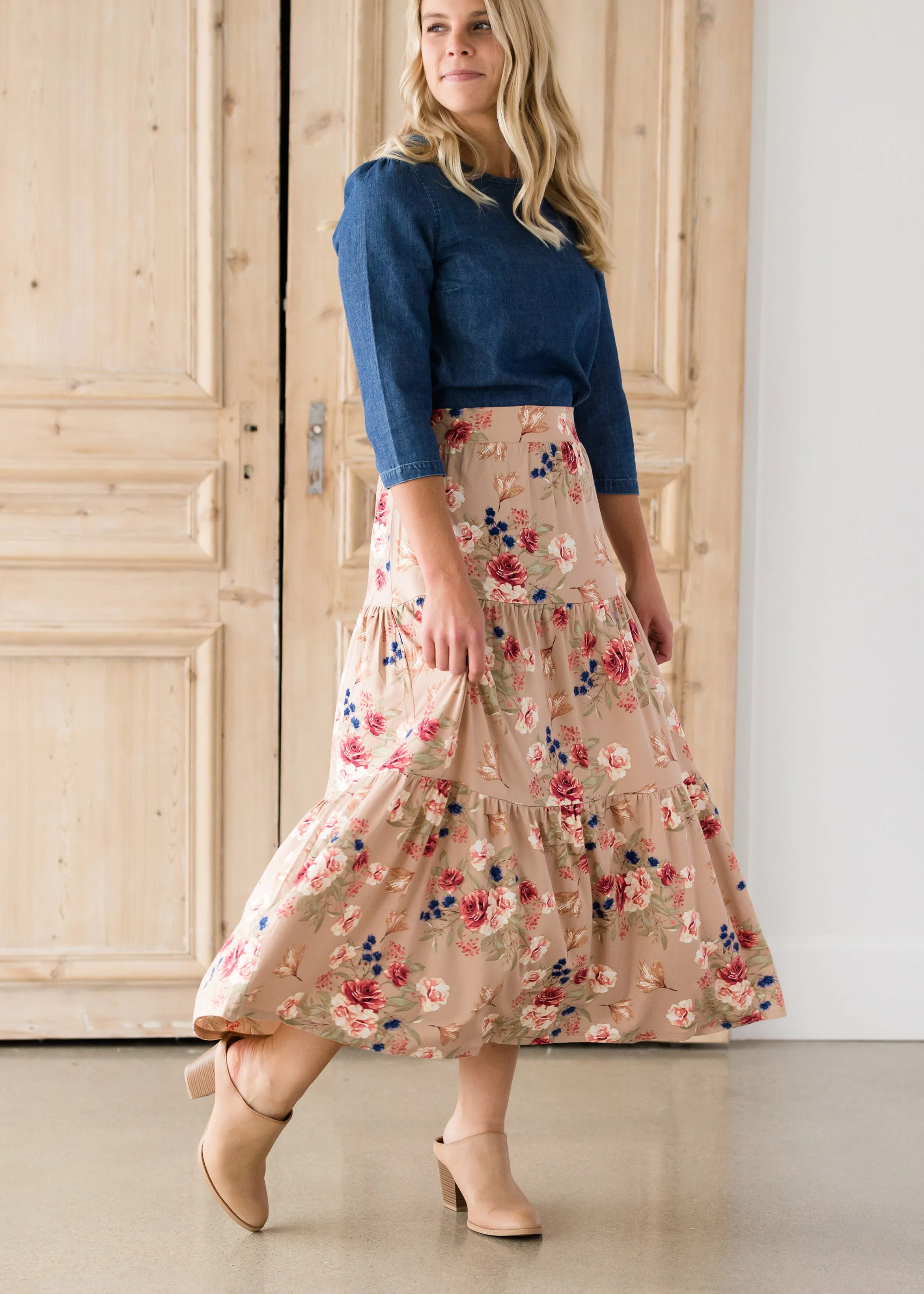 Floral Layered Stretch Maxi Skirt - FINAL SALE