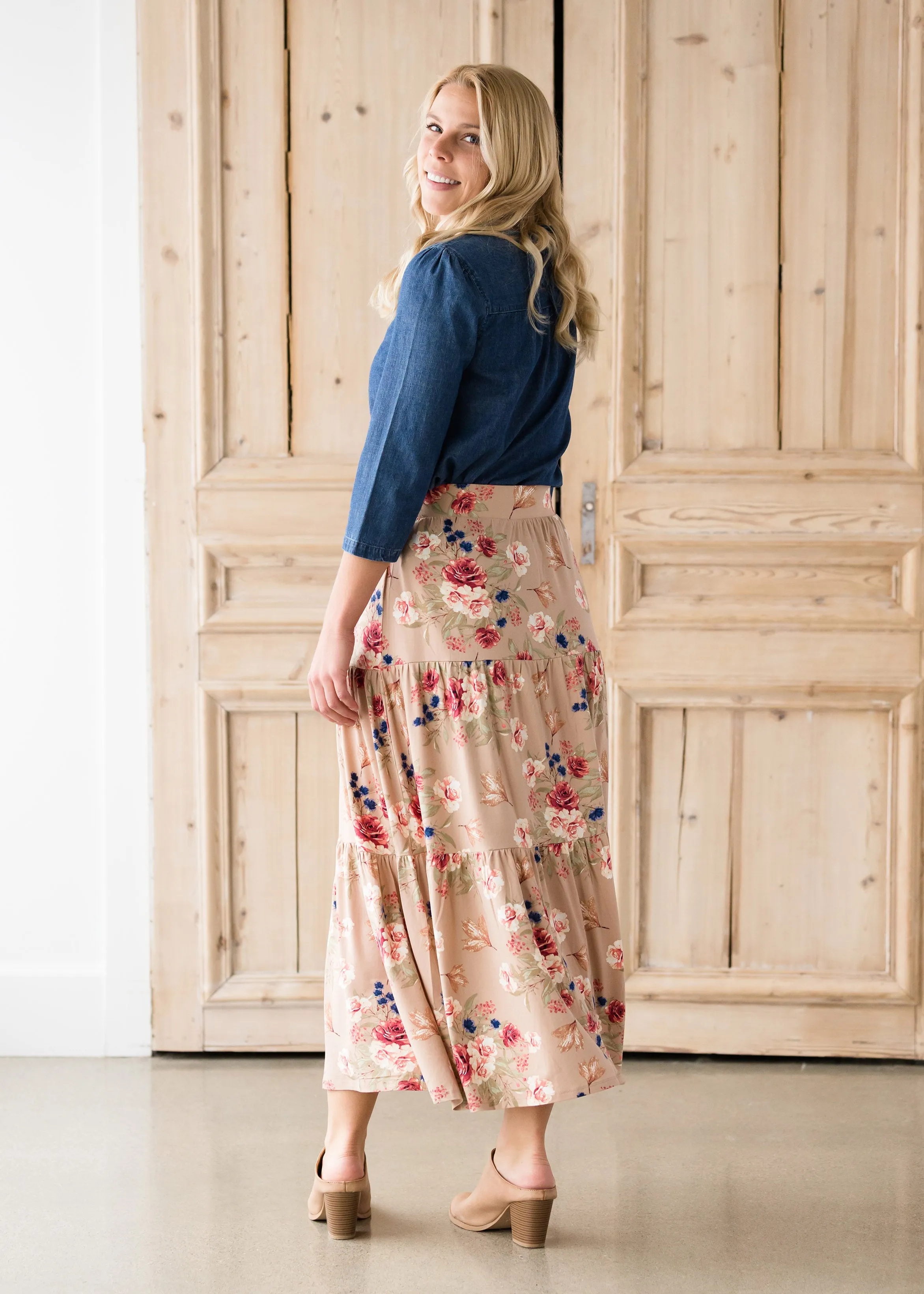 Floral Layered Stretch Maxi Skirt - FINAL SALE