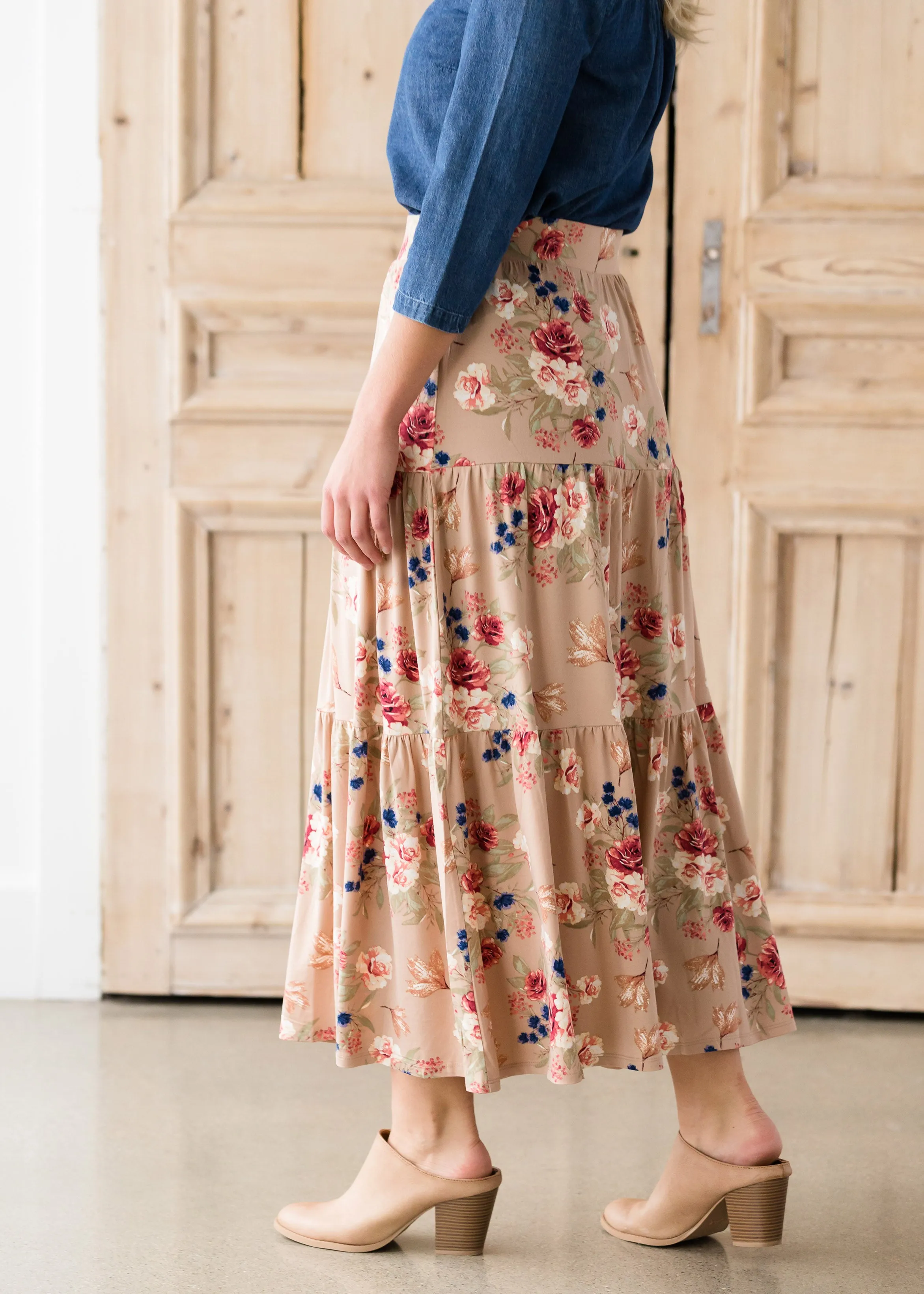 Floral Layered Stretch Maxi Skirt - FINAL SALE