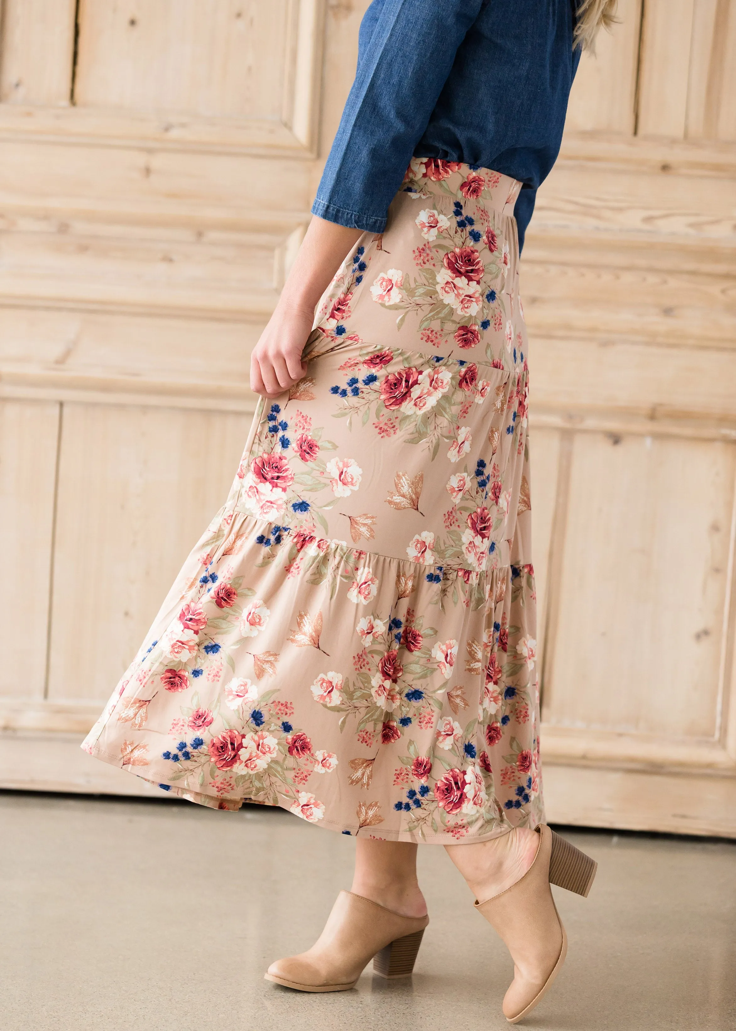 Floral Layered Stretch Maxi Skirt - FINAL SALE