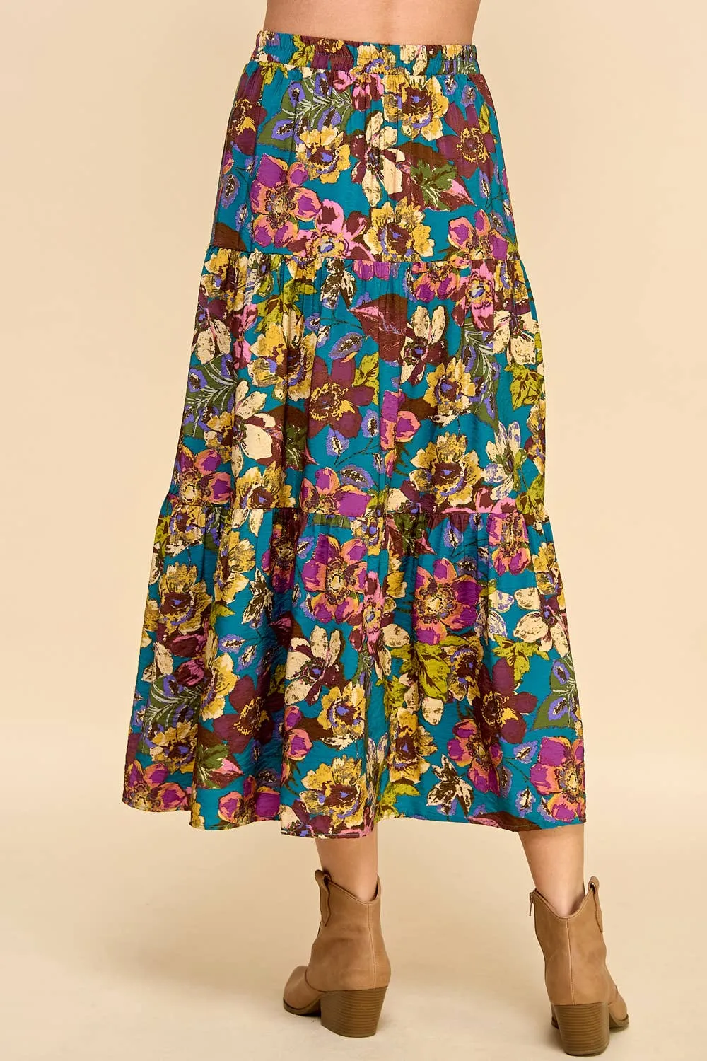 Floral Printed Three Layered Skirt