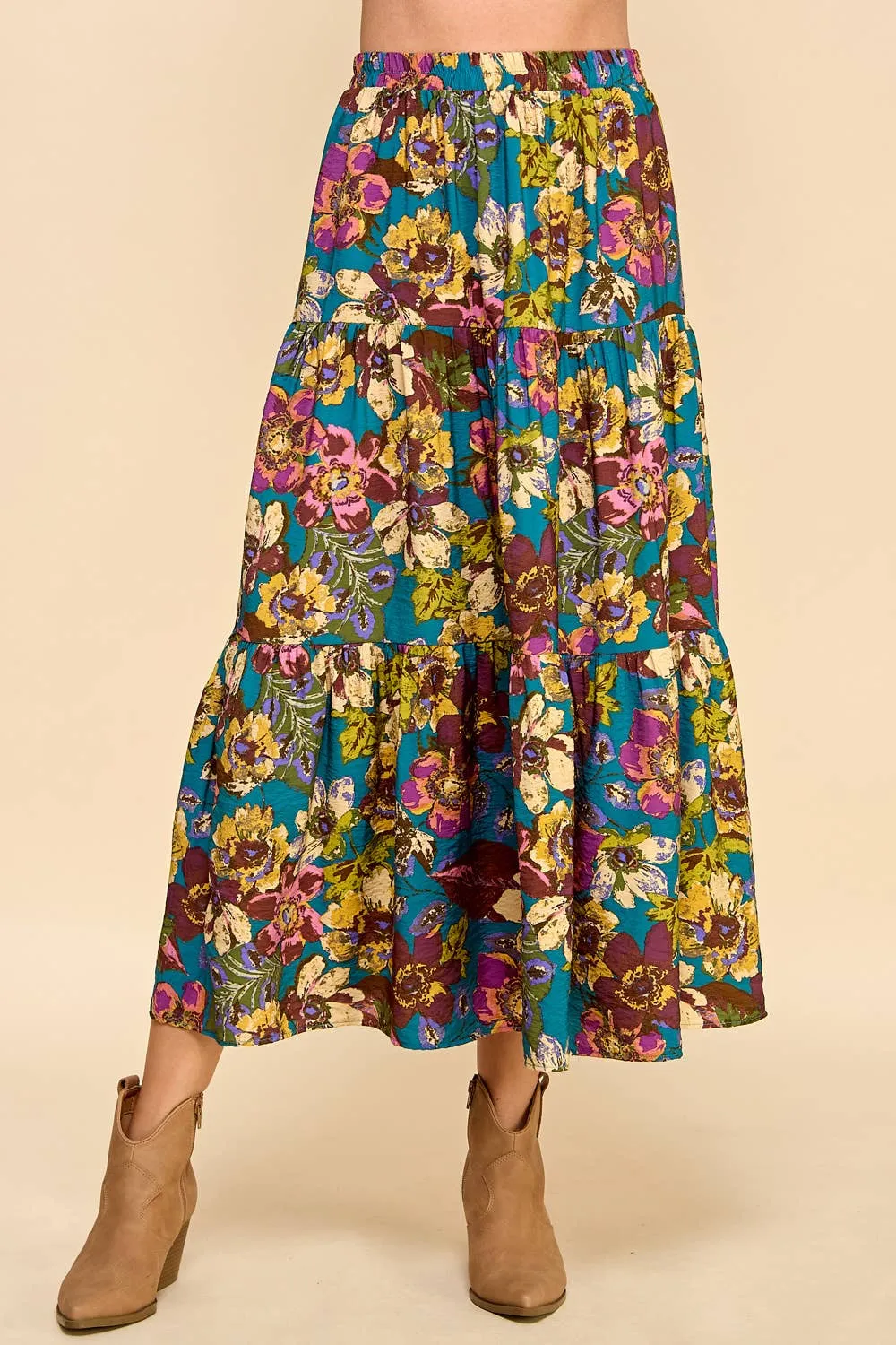 Floral Printed Three Layered Skirt