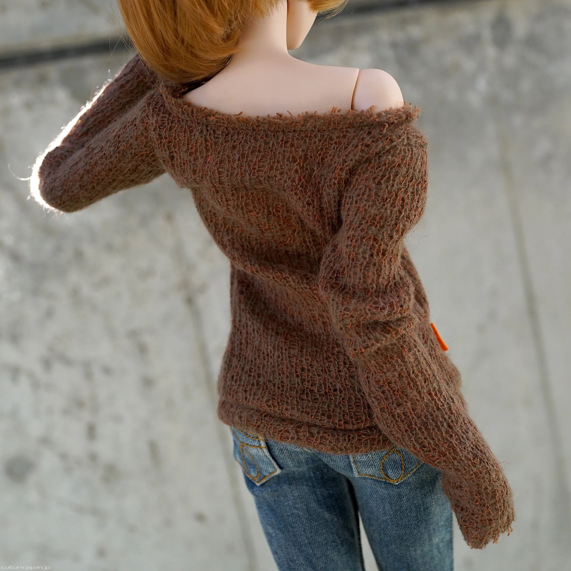 Frayed Knit Sweater (Rusty Brown)