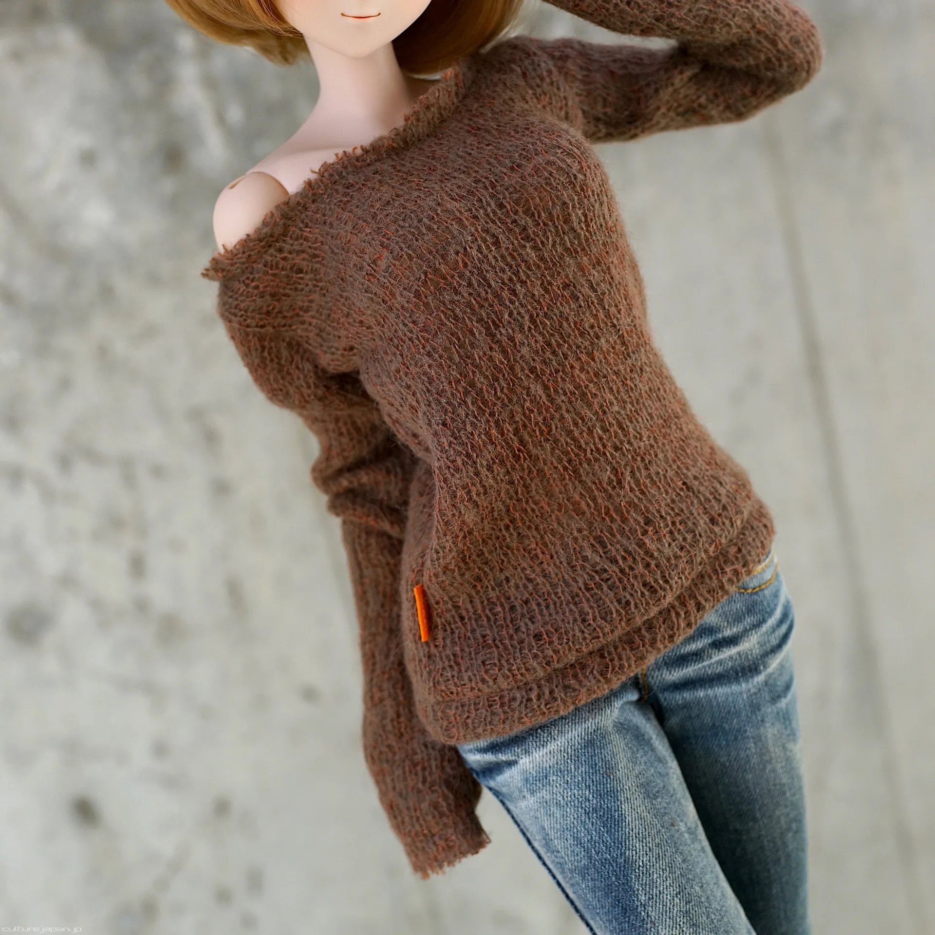 Frayed Knit Sweater (Rusty Brown)