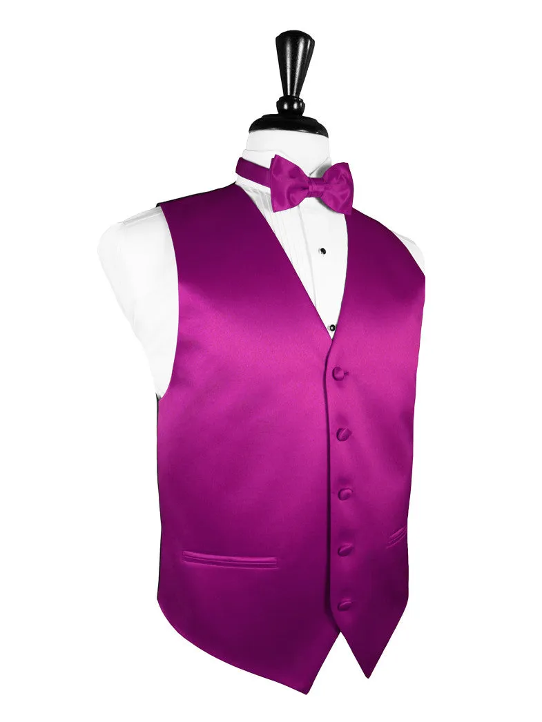 Fuchsia "Premier" Satin Tuxedo Vest and Tie Set