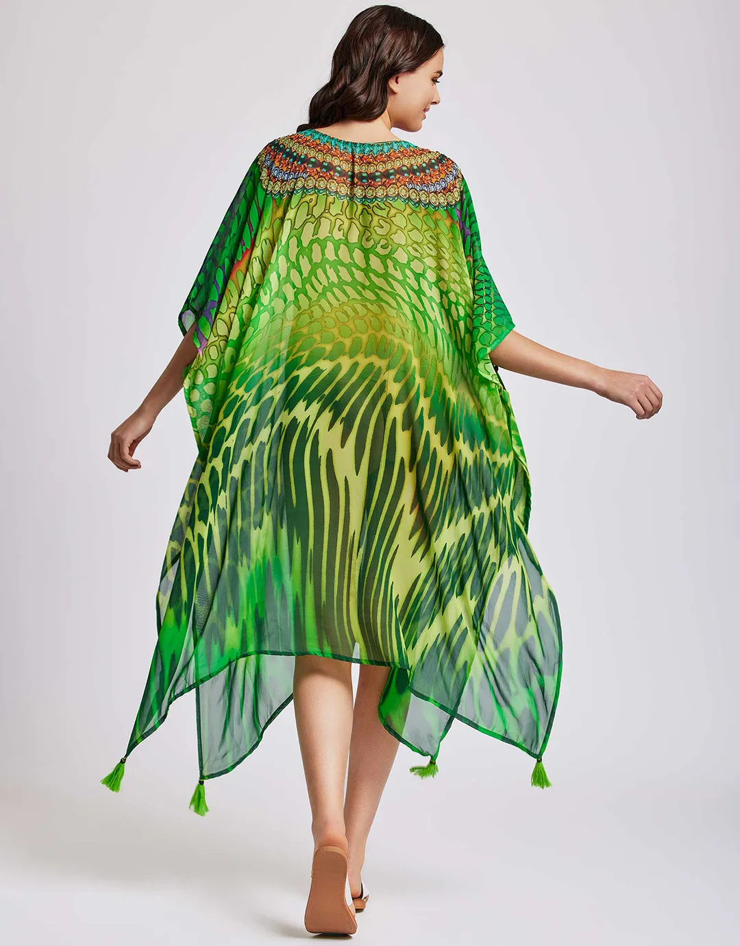 Fuego Poncho Kaftan - Multi Green