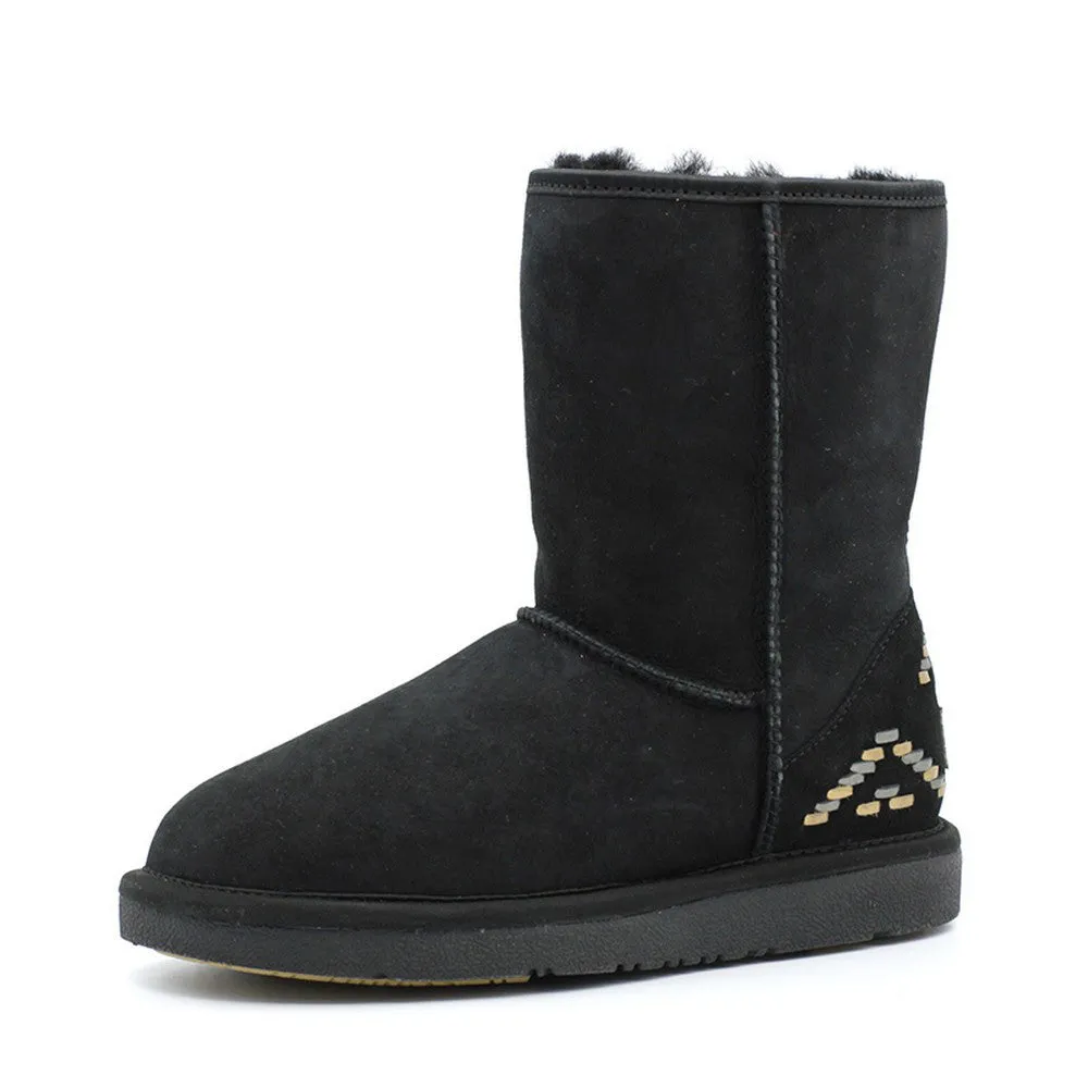 Geometric Medium Ugg Boot - Black