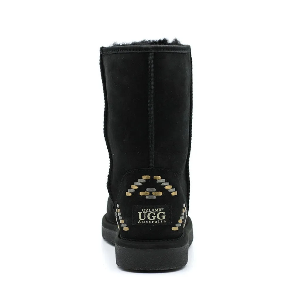 Geometric Medium Ugg Boot - Black