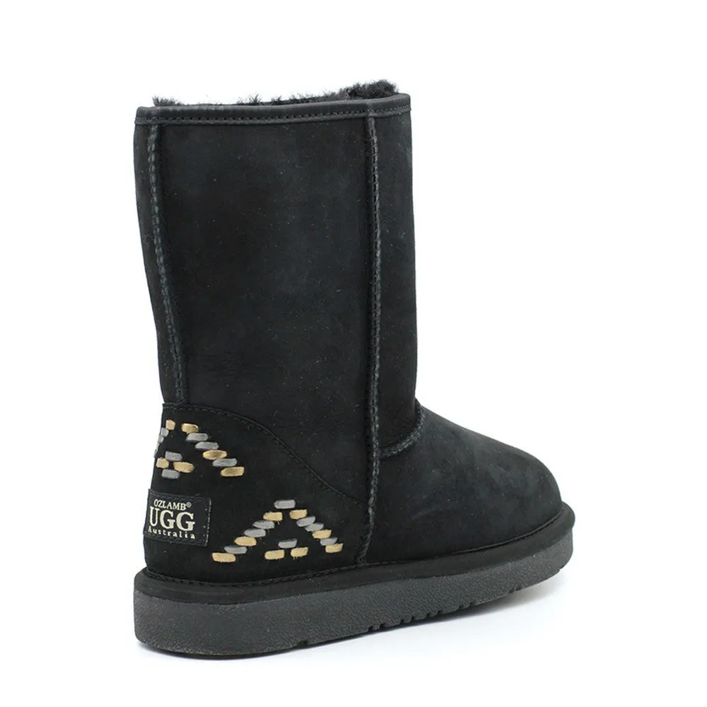 Geometric Medium Ugg Boot - Black