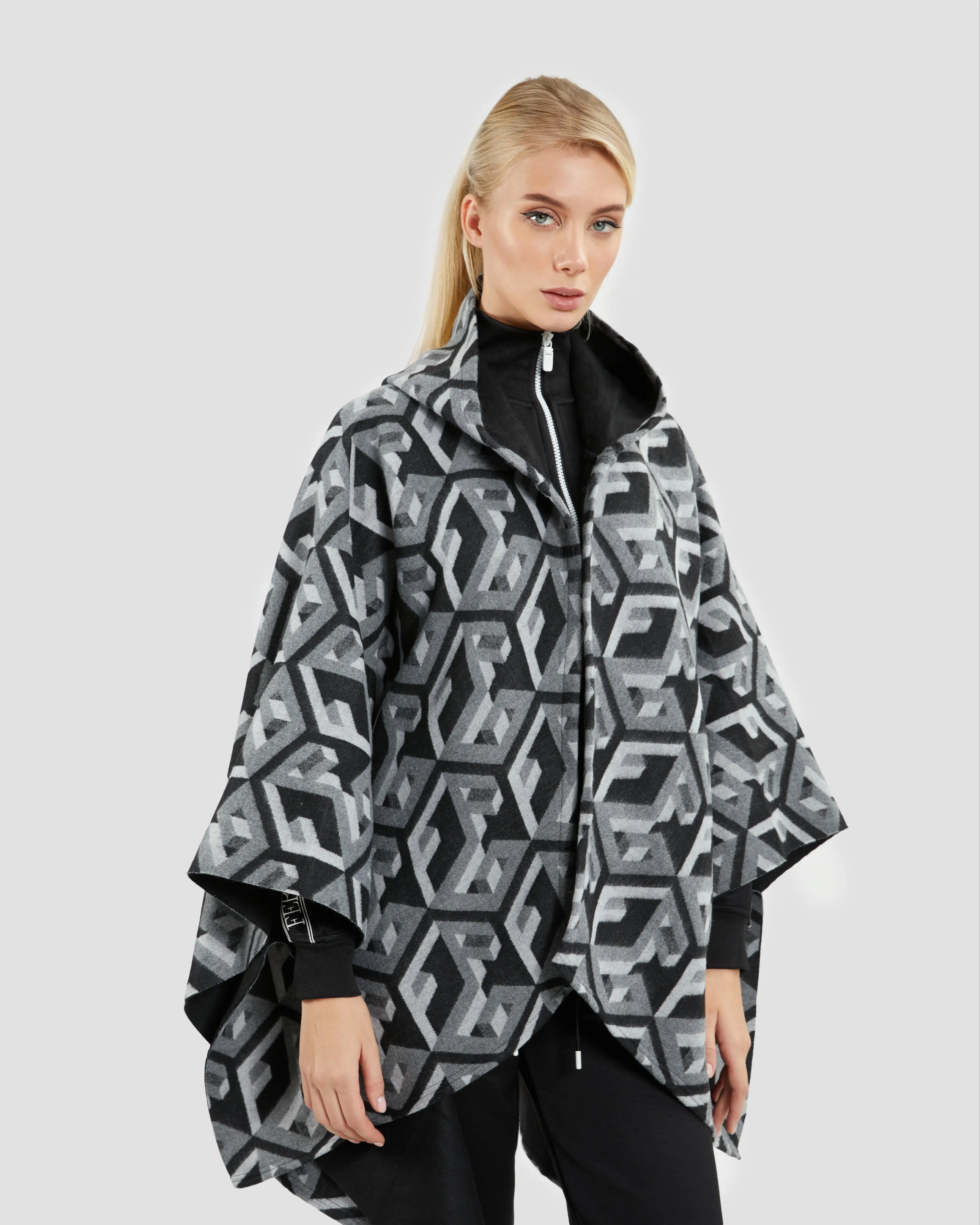 Geometric Monogram Poncho