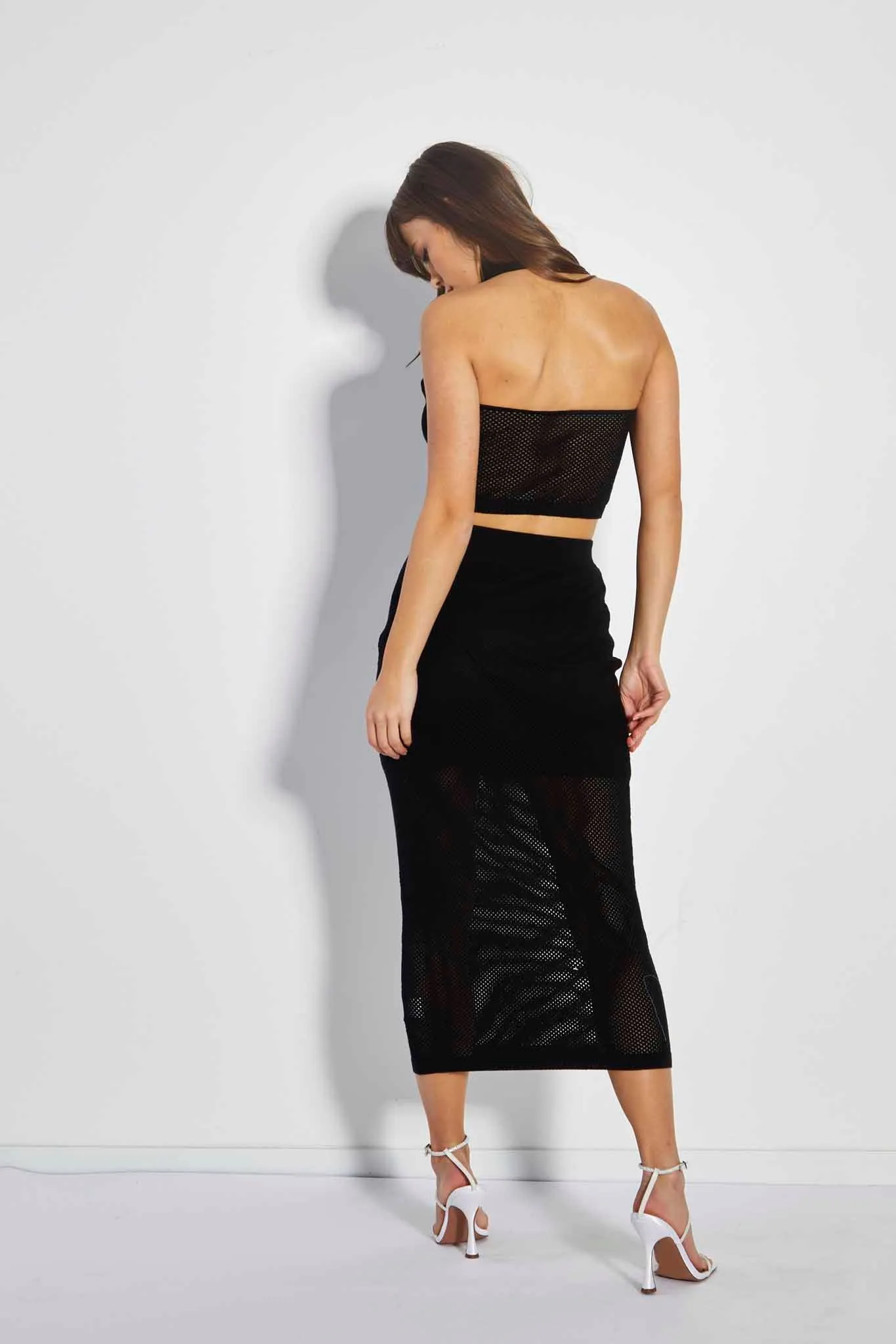 Glamorous Care Black Knitted Midi Skirt