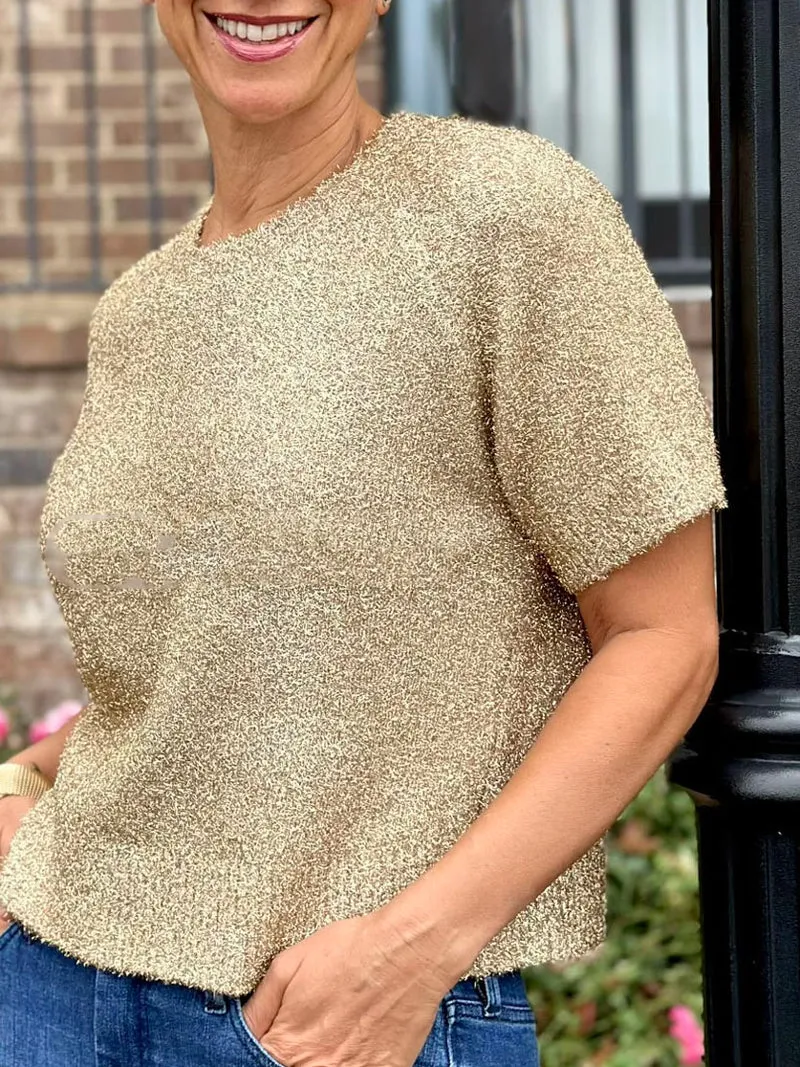 Glimmer Glow Lurex Top - Gold