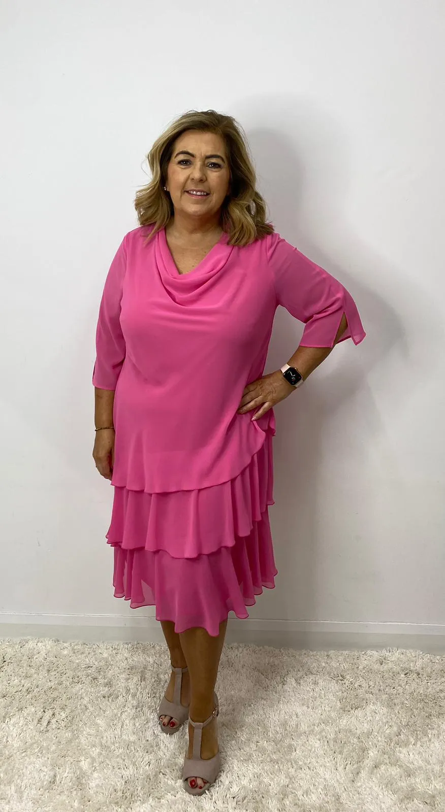 Godske Dress with Cowl Neckline in Pink