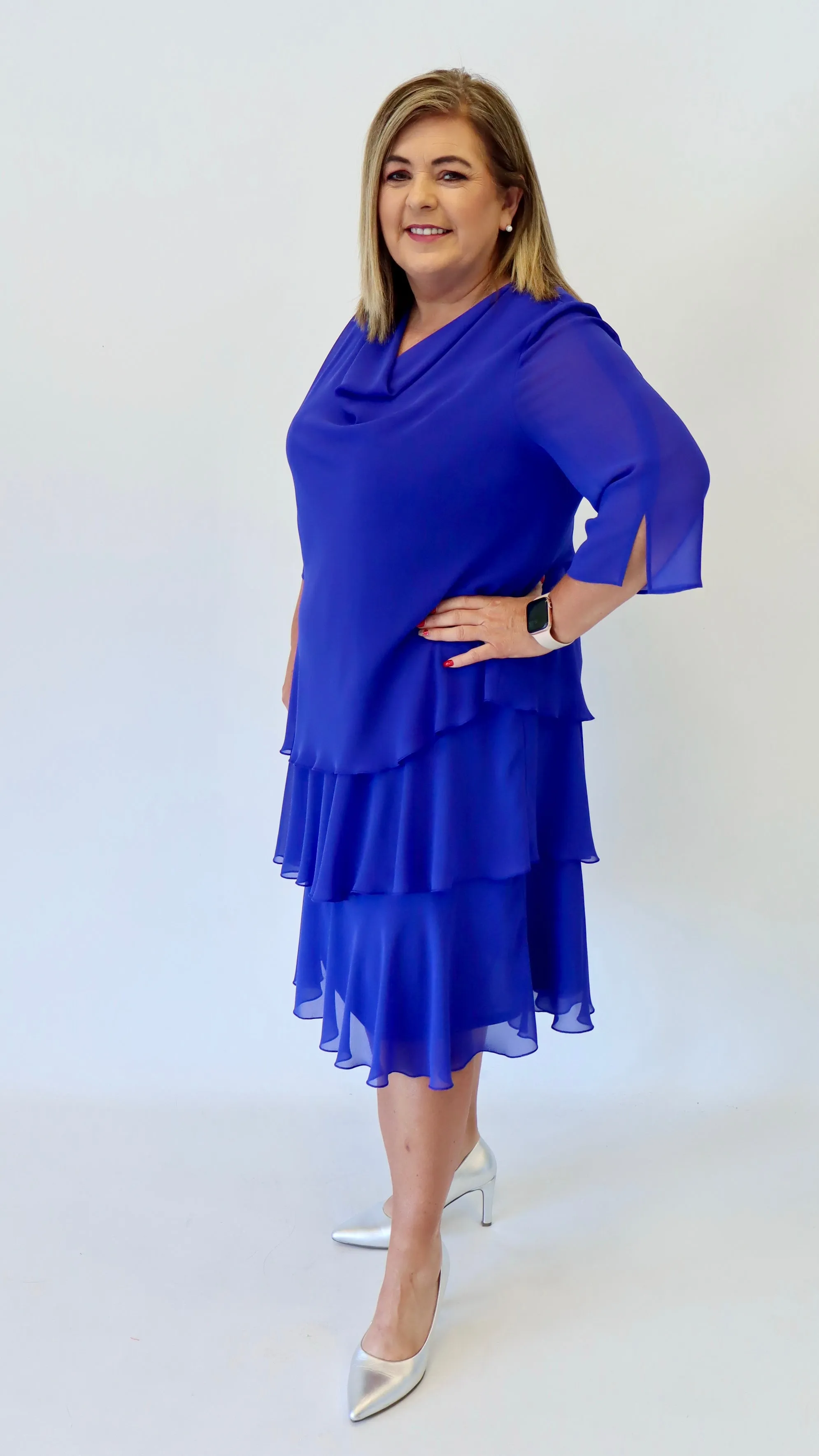 Godske Dress with Cowl Neckline in Purple