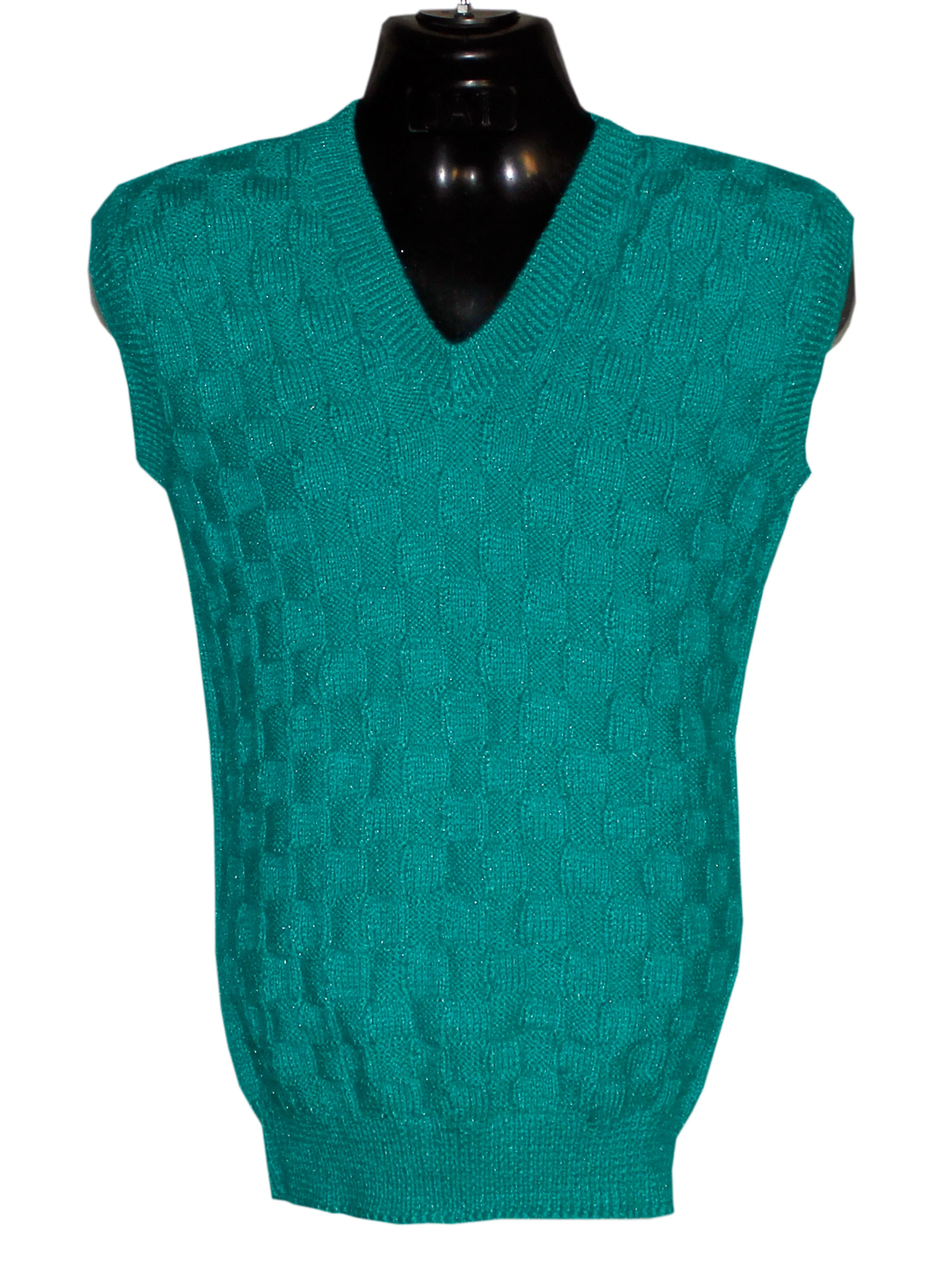 Graminarts Light Sea Green Color Woollen Handmade V-neck Sleeveless Sweater For Men