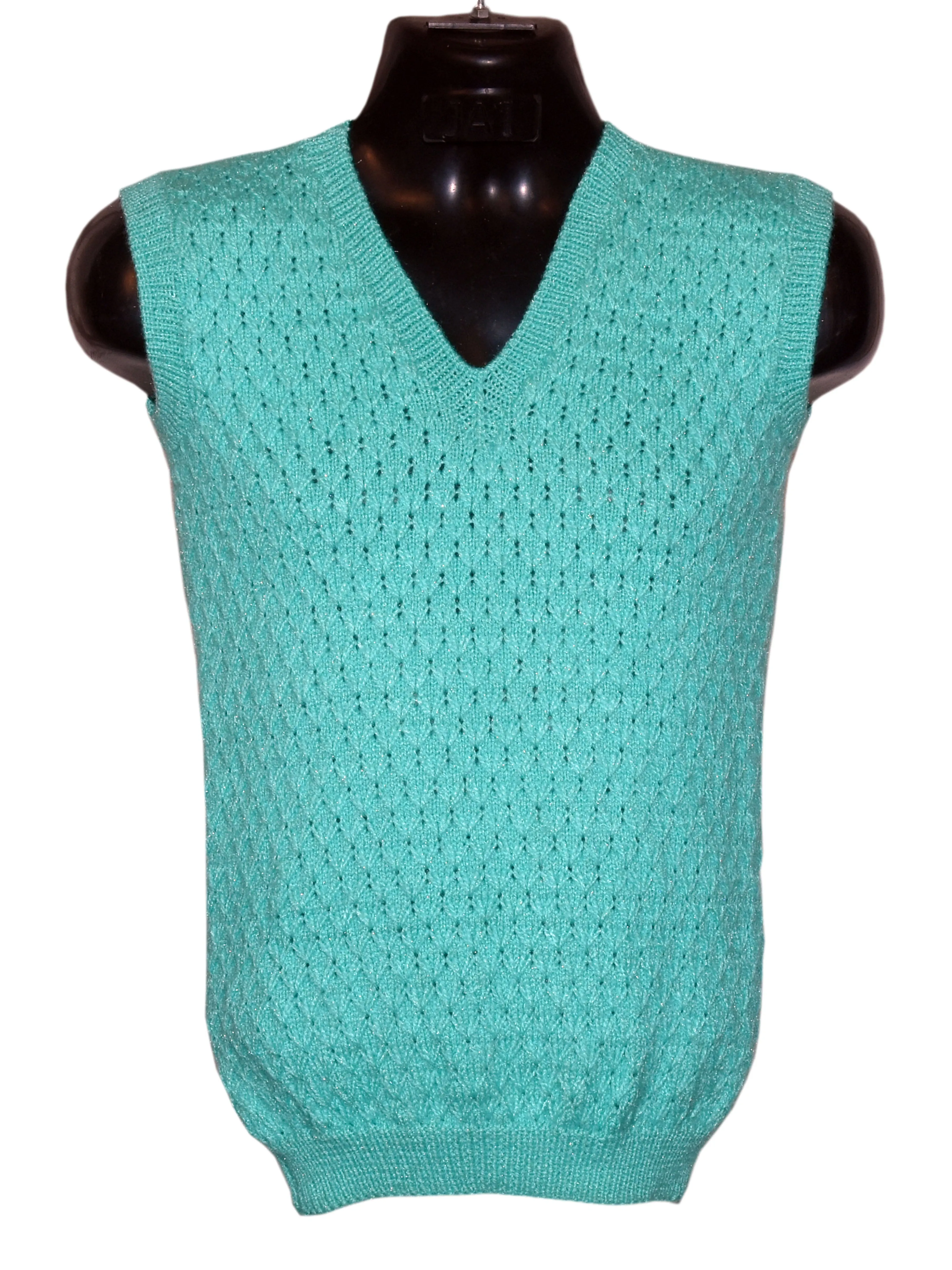 Graminarts Stylish Handmade Woollen Half Pullover In Aqua Color For Men