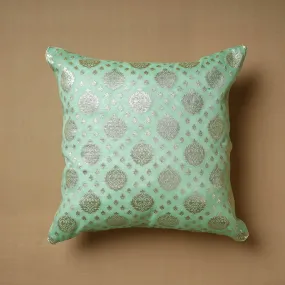 Green - Banarasi Brocade Kinkhab Cushion Cover (16 x 16 in)