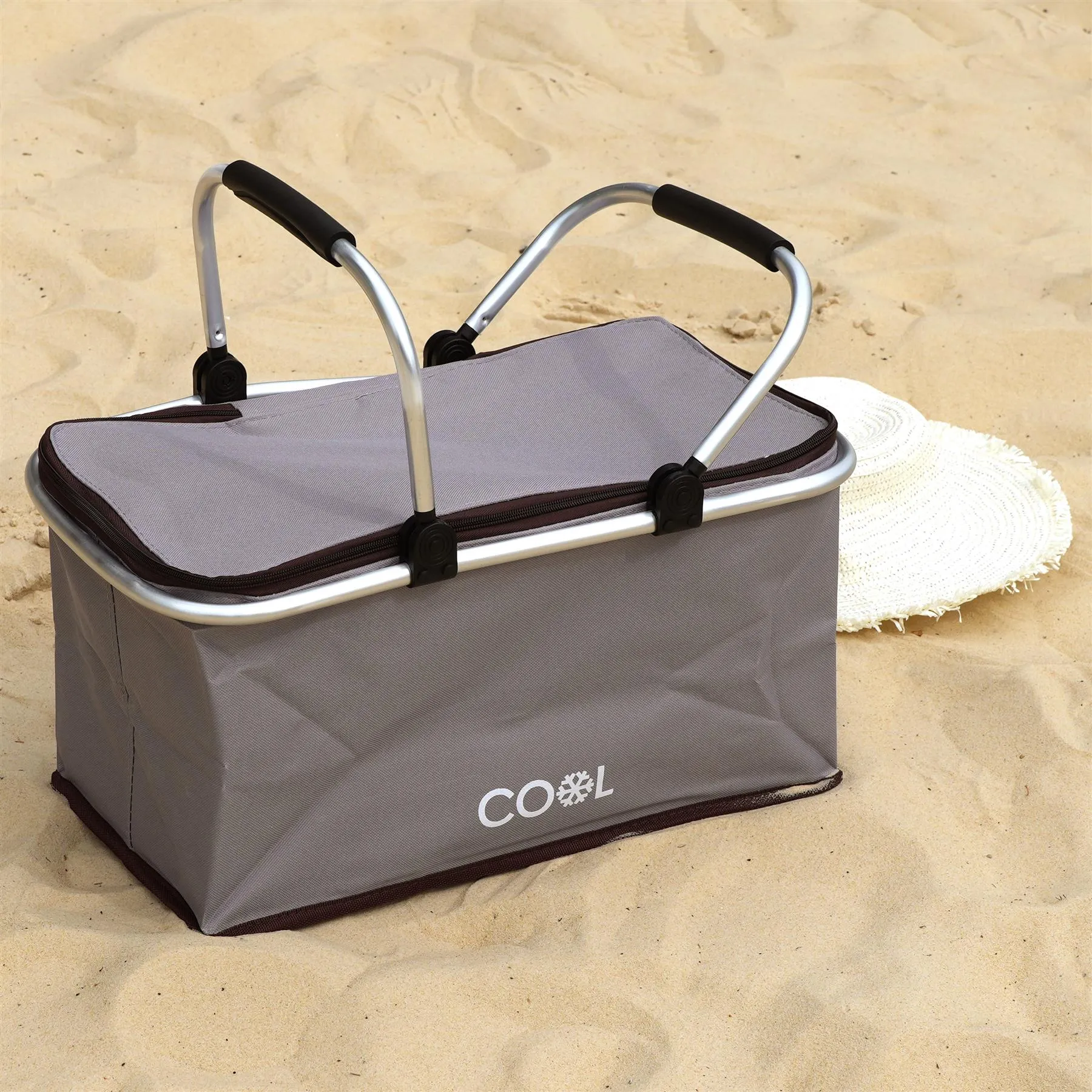 Grey Cooler Basket Bag