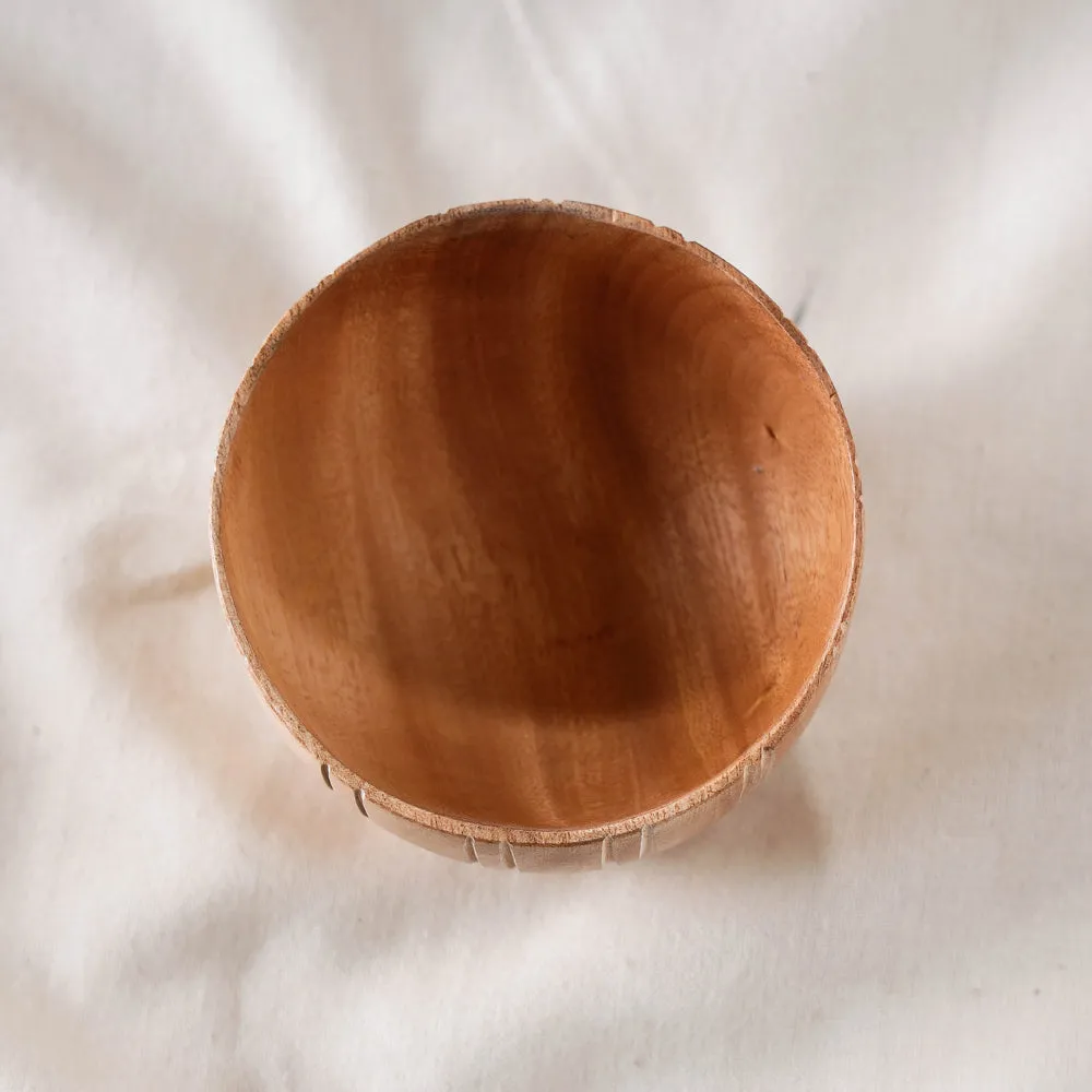 Hand Carved Natural Neem Wooden Bowl (Small) (3 x 3 in)