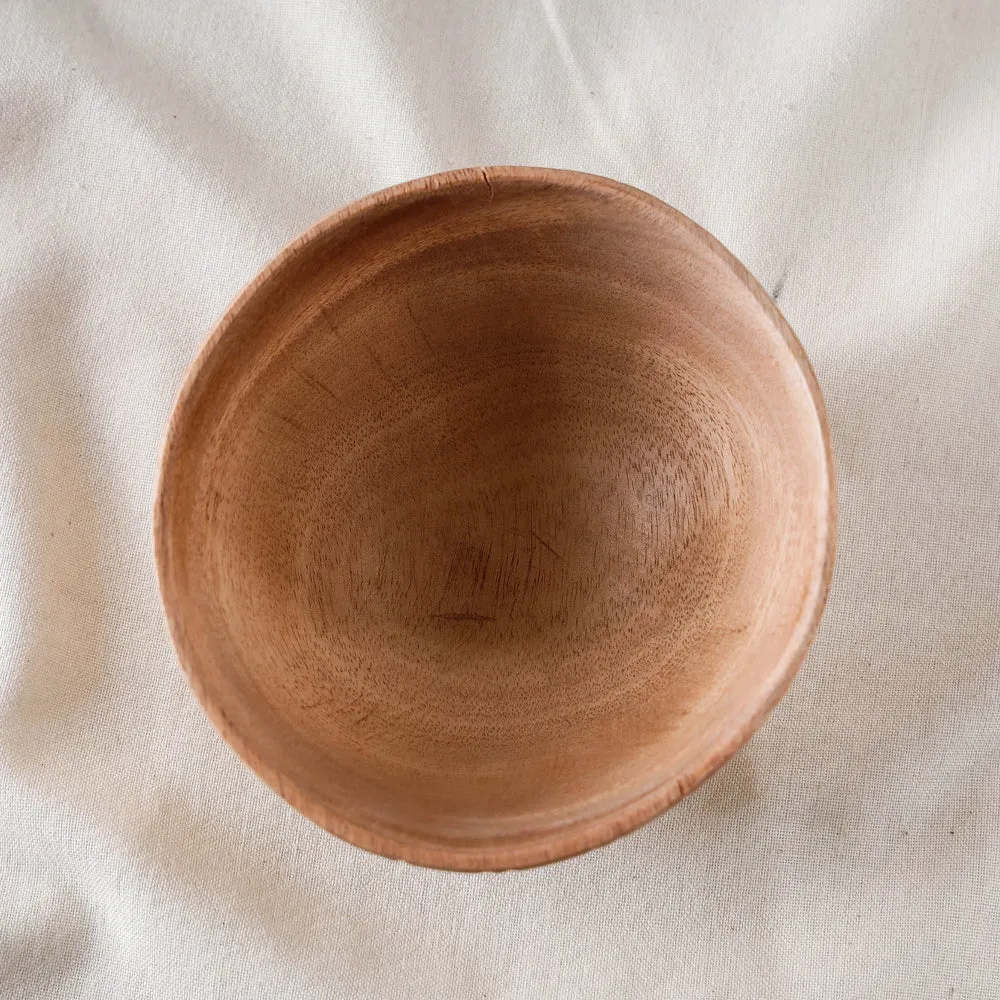 Hand Carved Natural Neem Wooden Bowl (Small) (5 x 5 in)