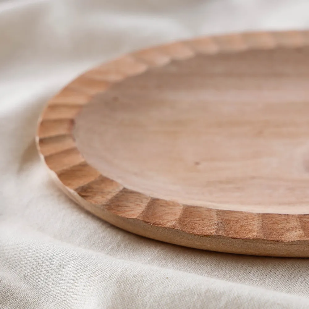 Hand Carved Natural Neem Wooden Oval Plate (9 x 6 in)