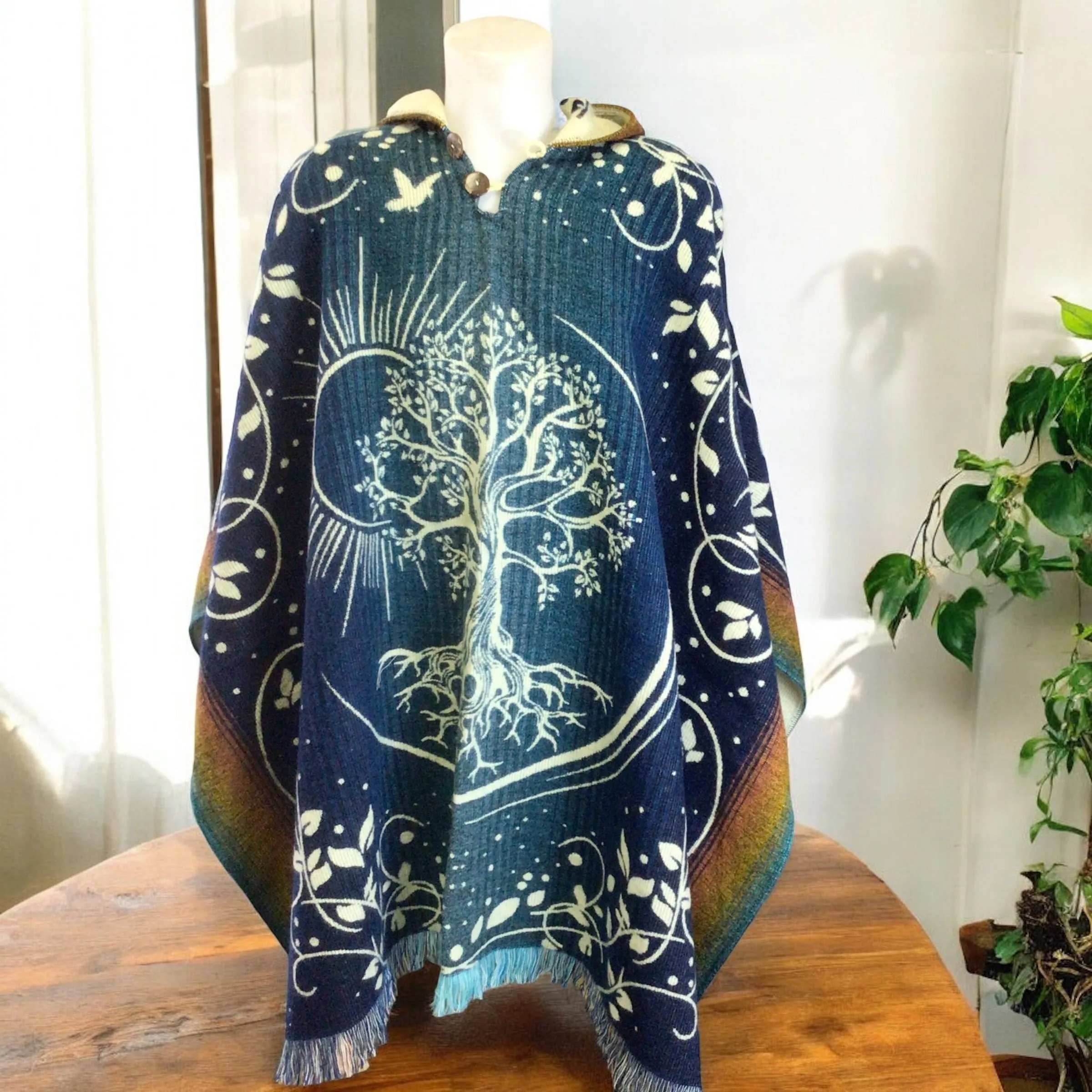 Handmade Ponchos blue  ( life of tree )