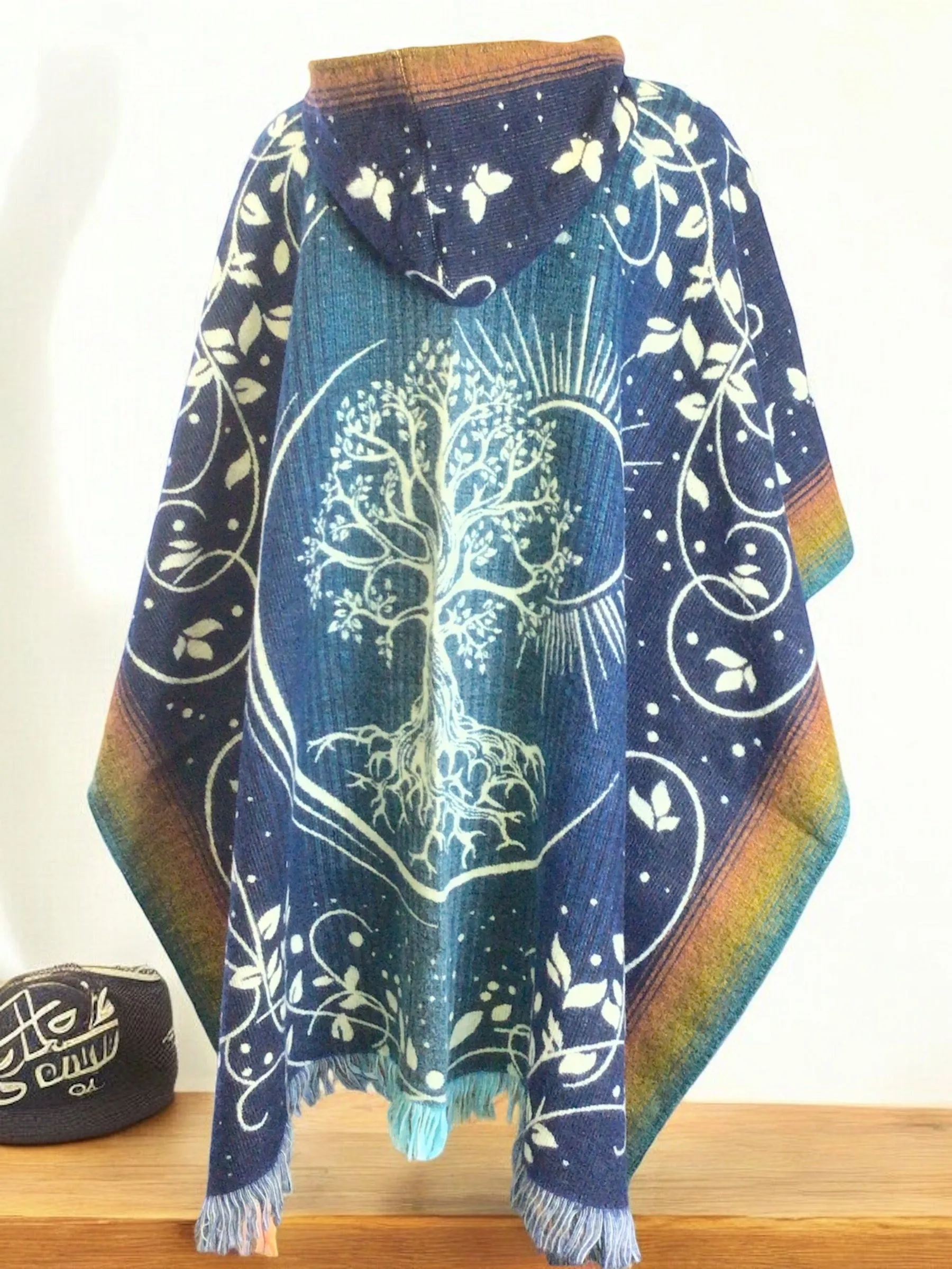 Handmade Ponchos blue  ( life of tree )