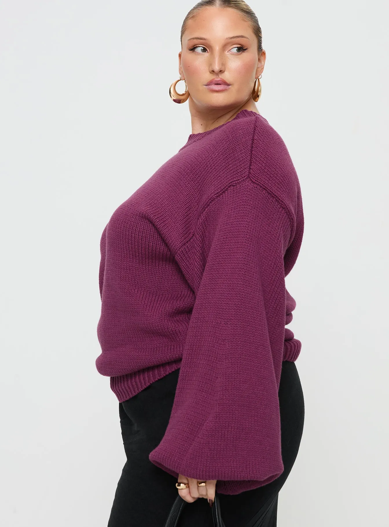 Harmony Knit Sweater Burgundy Curve