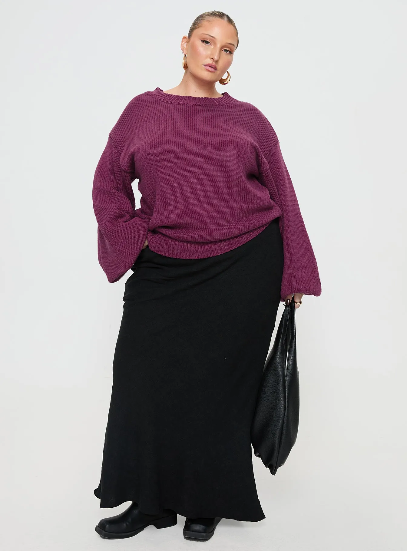 Harmony Knit Sweater Burgundy Curve