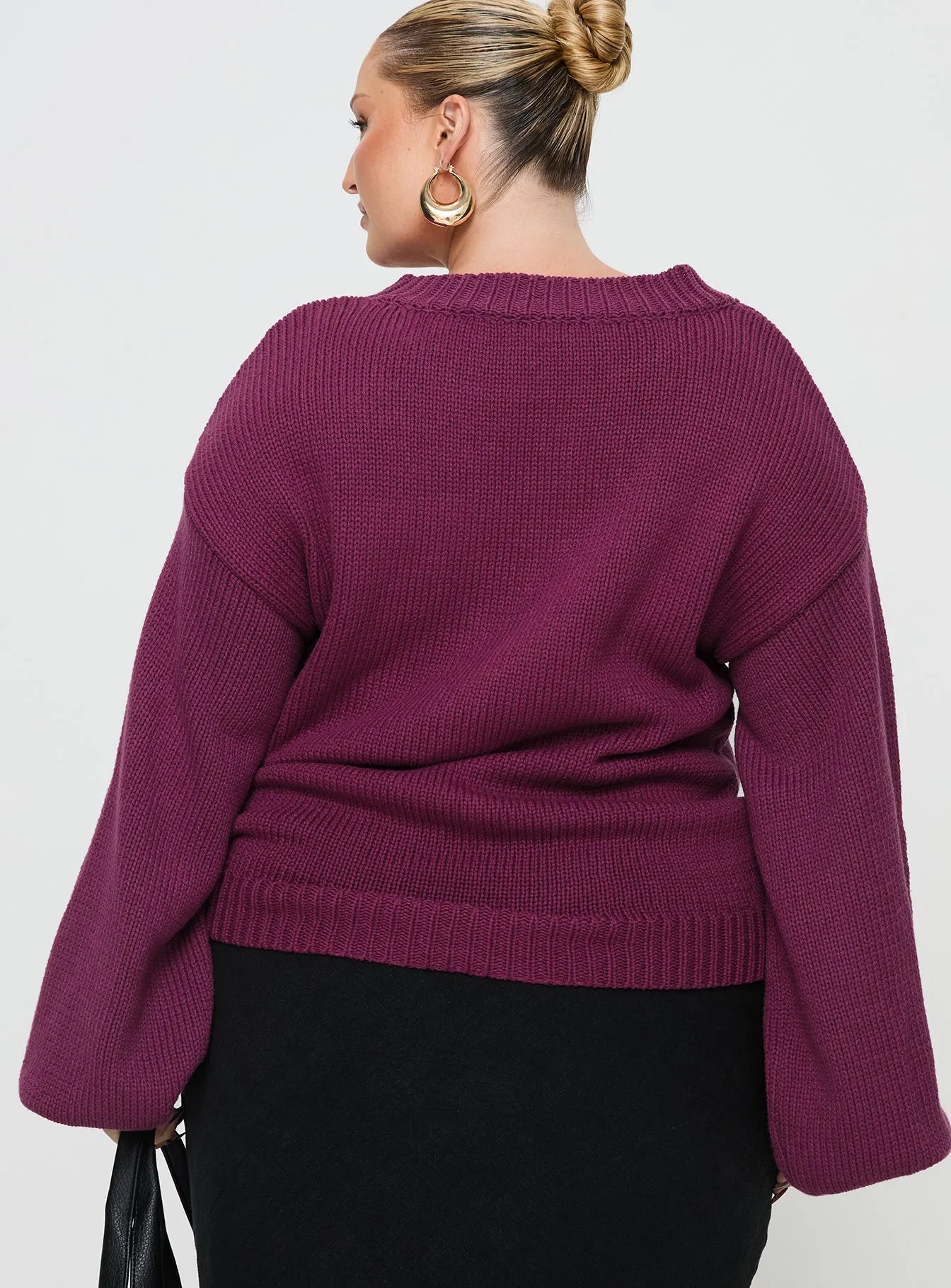 Harmony Knit Sweater Burgundy Curve