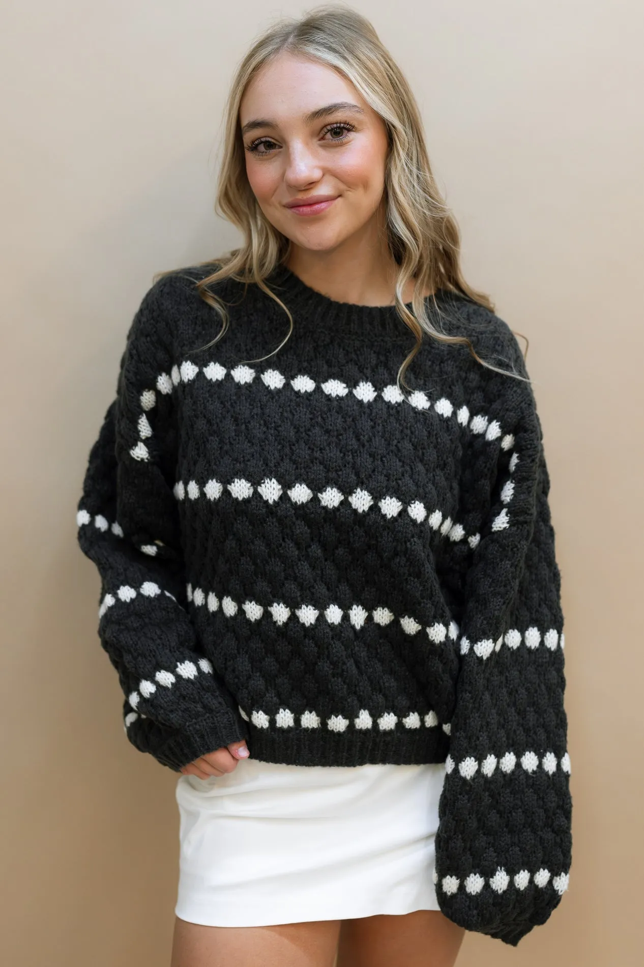 Heather Chunky Sweater - Black