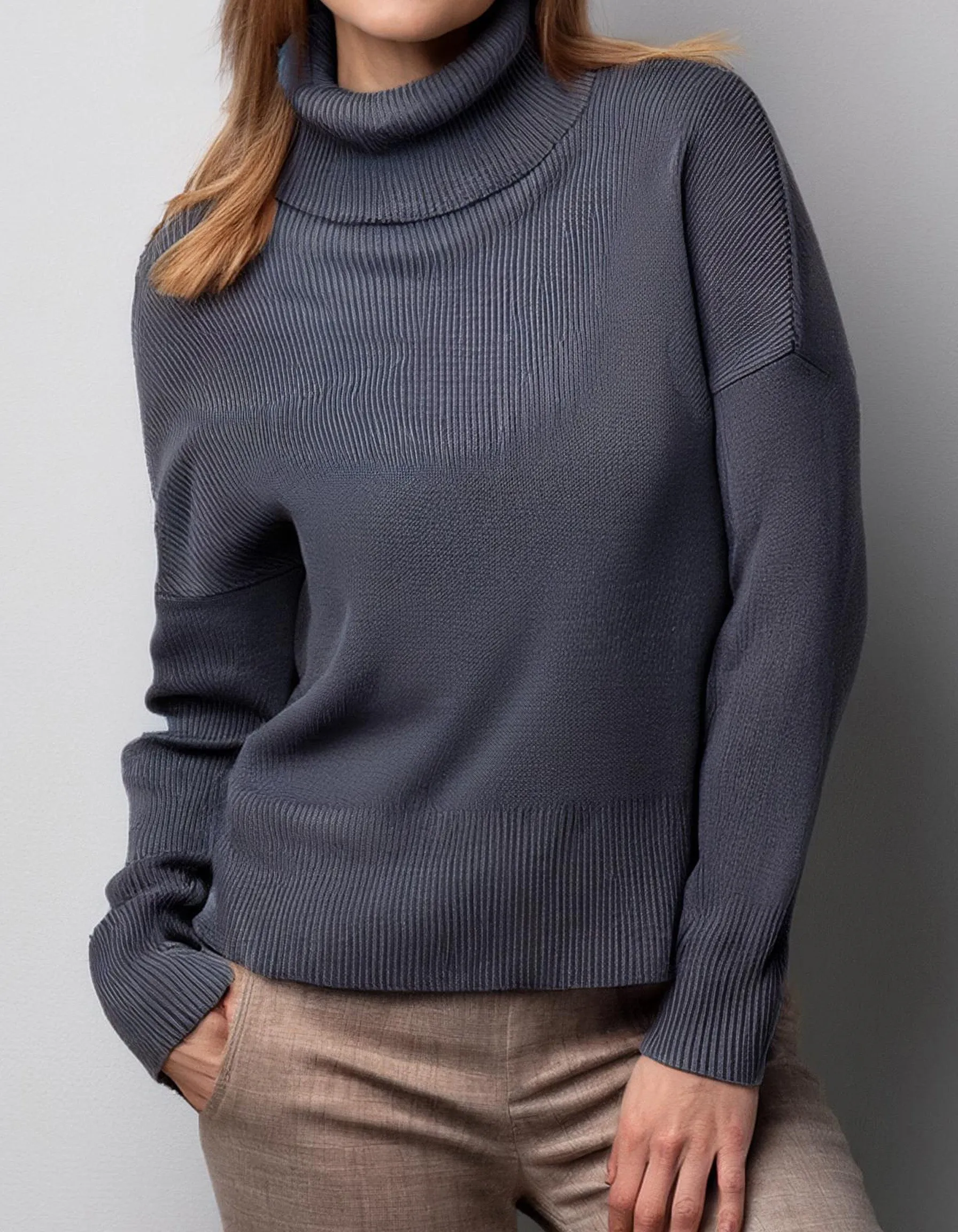 Heather Grey Classic Turtleneck Sweater