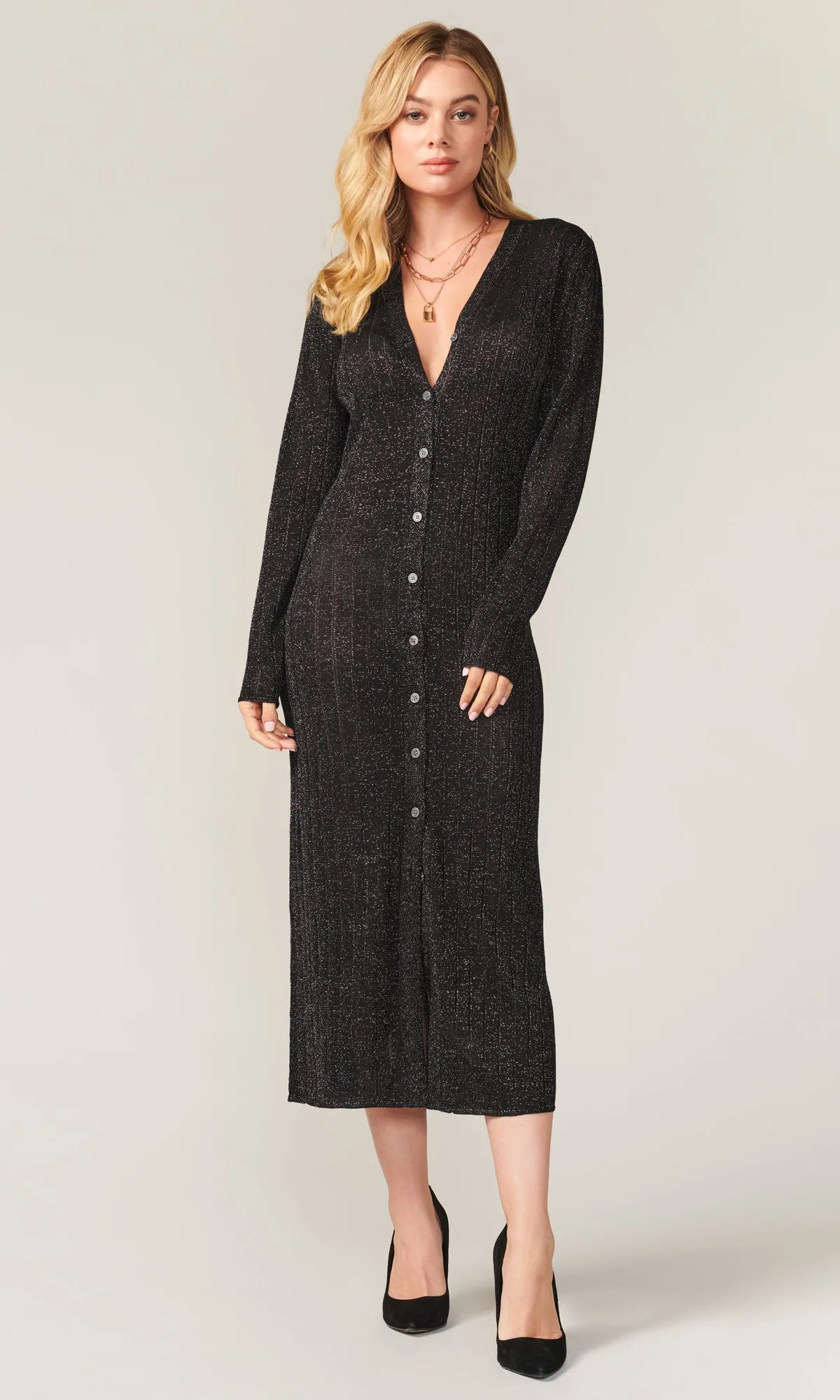 Helena Metallic Longline Cardigan Dress