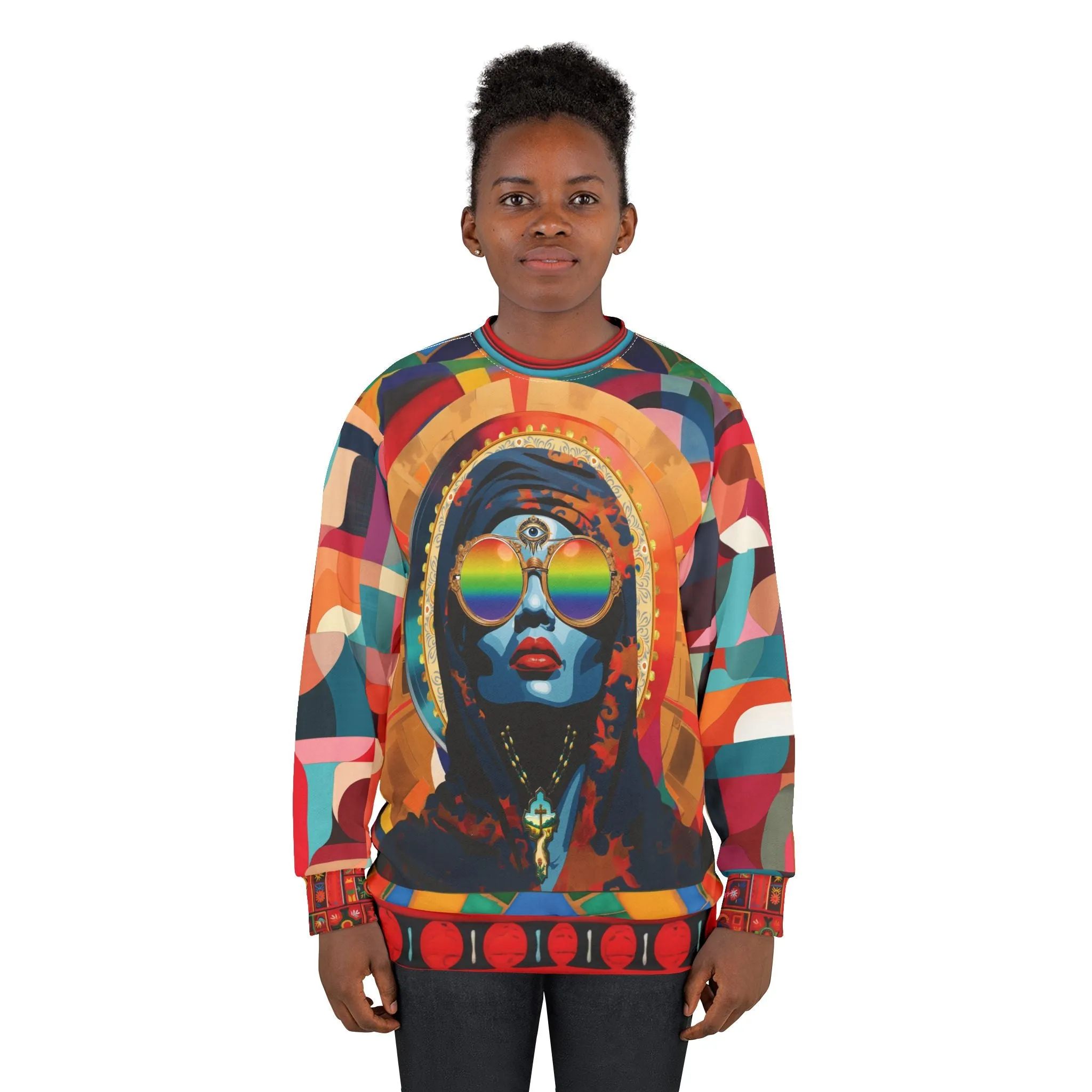 Holy Divinity Black Madonna Mid-Weight Polyester Unisex Sweatshirt (Gold Label)