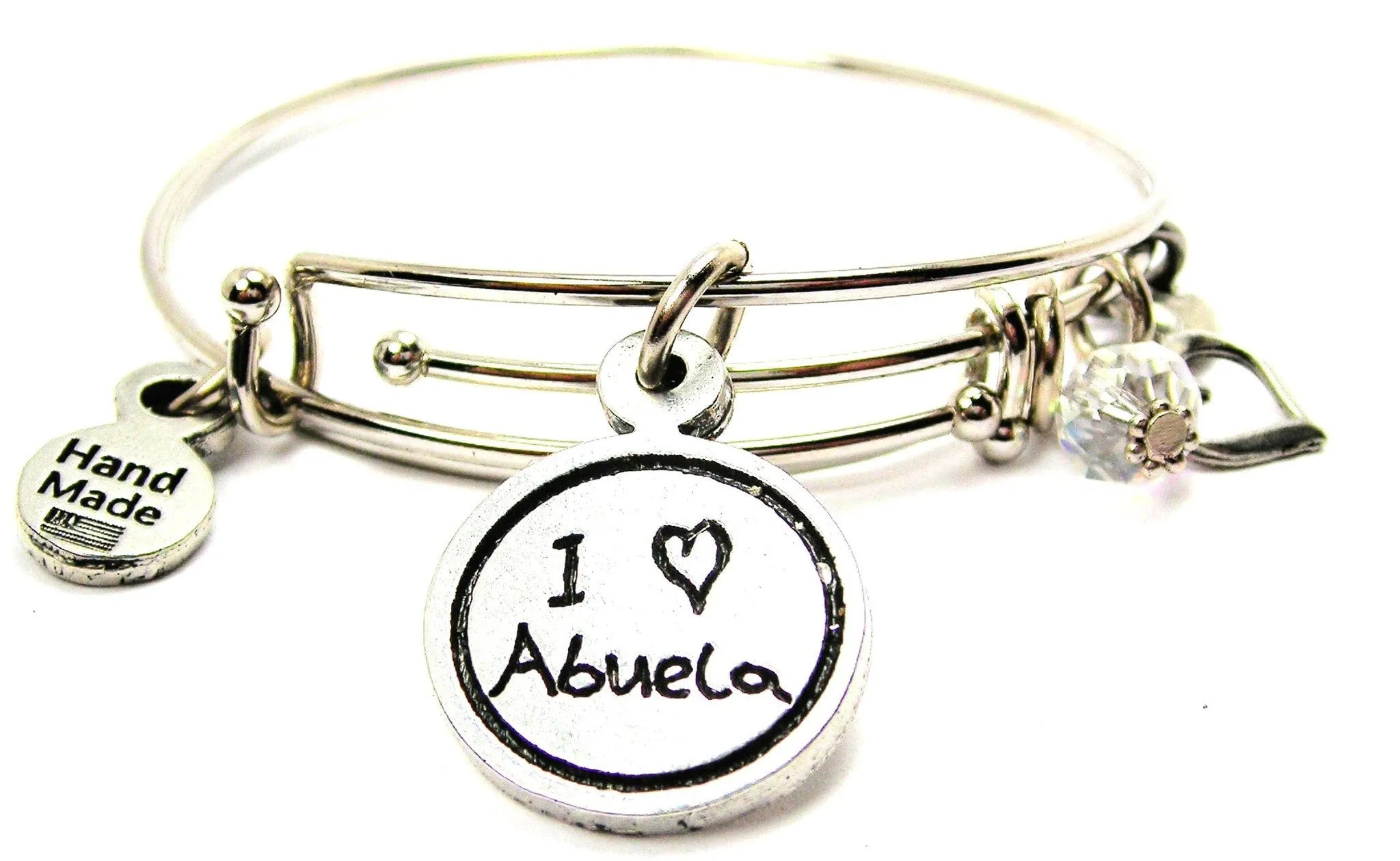 I Love Abuela Child Handwriting Expandable Bangle Bracelet