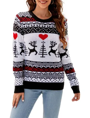 iB-iP Women's Christmas Pullover Sweater Casual Long Sleeve Cozy Top