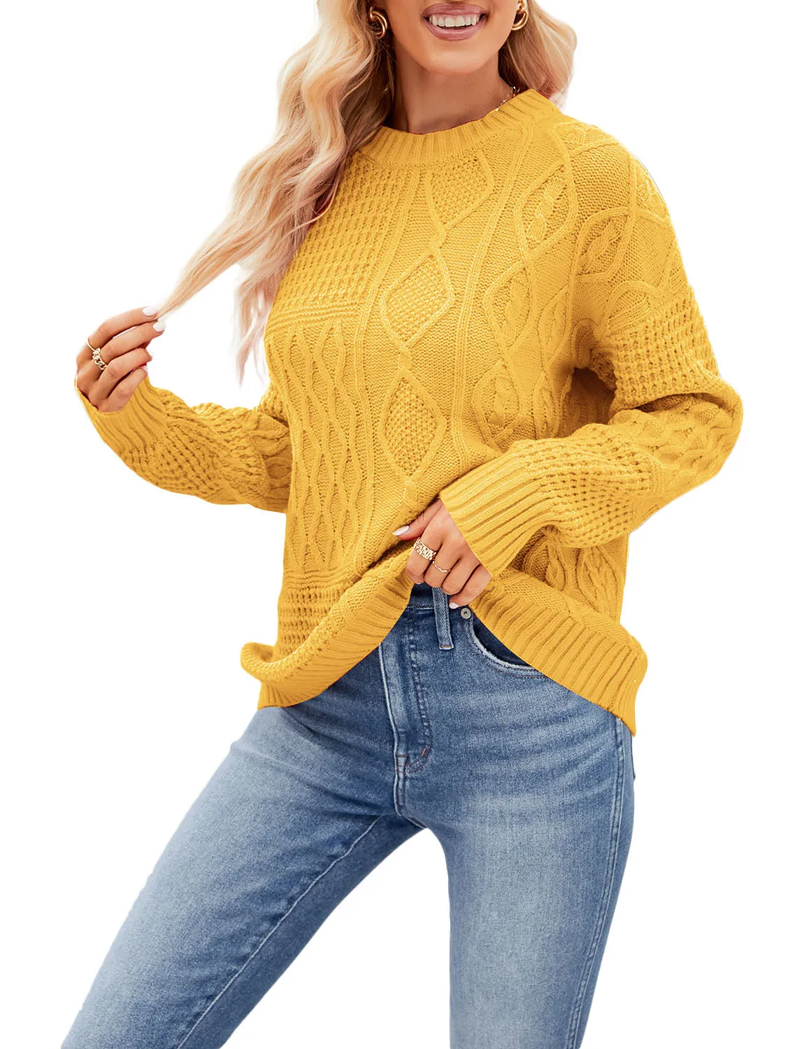 iB-iP Women's Cozy Casual Top Long Sleeve Lightweight Soft Pullover Sweater