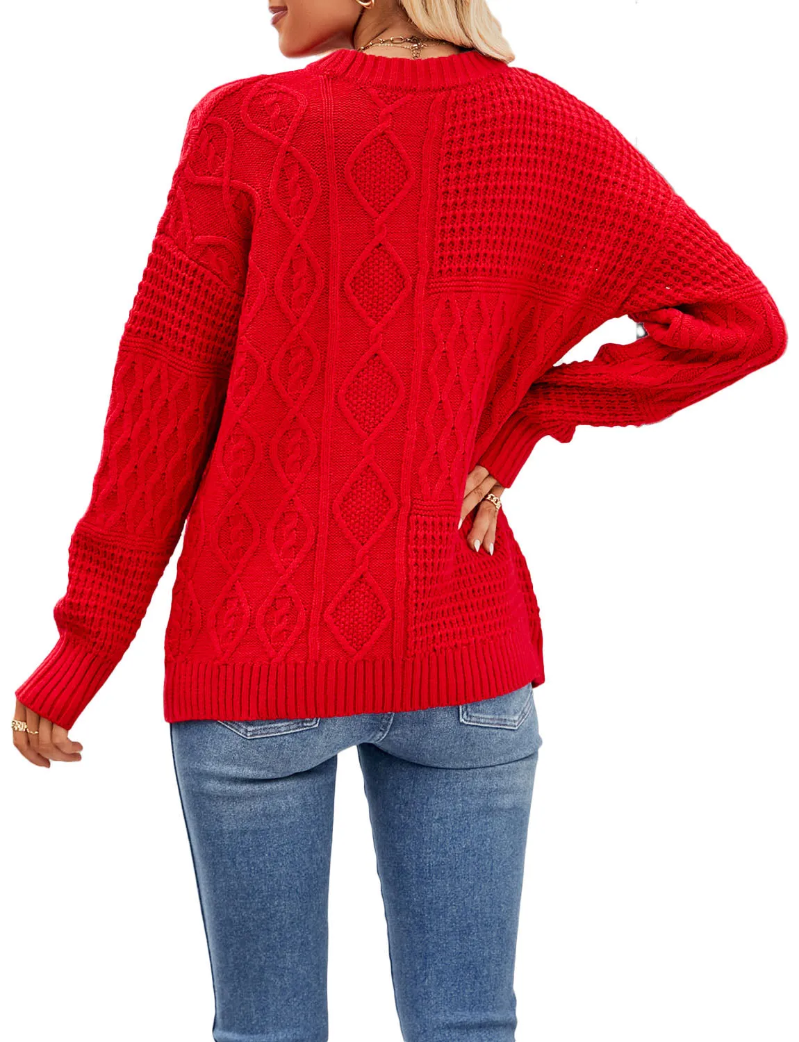 iB-iP Women's Cozy Casual Top Long Sleeve Lightweight Soft Pullover Sweater