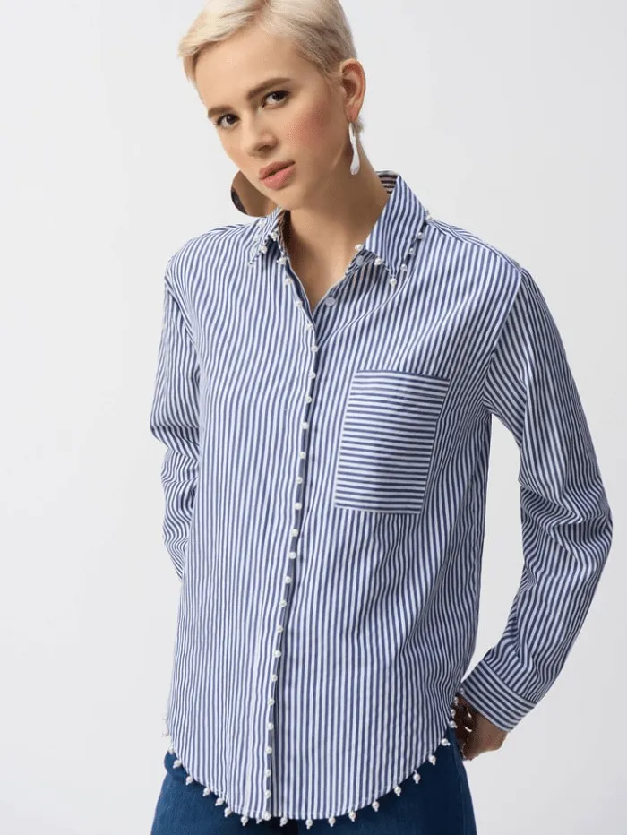 Joseph Ribkoff Women's Striped Stretch Cotton Shirt 251942 Col 2230