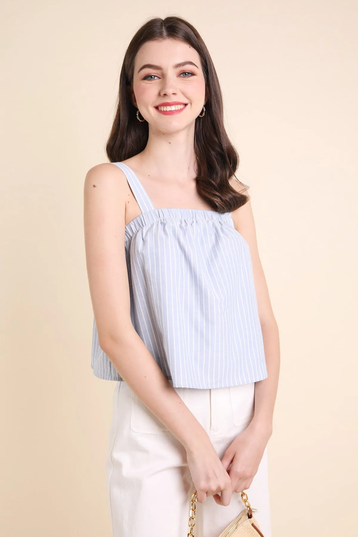 JULES STRIPED TOP IN BABY BLUE