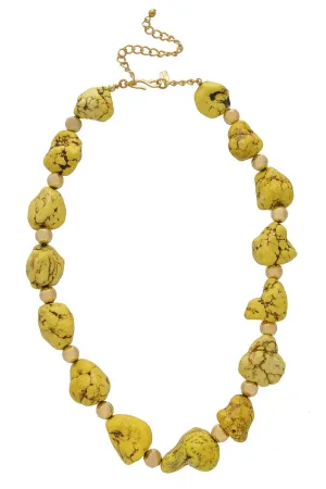 KENNETH JAY LANE YELLOW STONE Gold Nugget Necklace