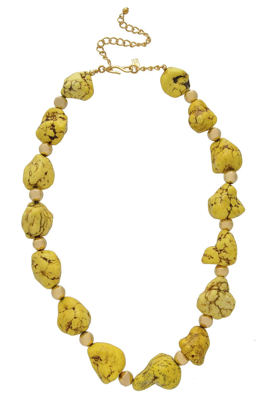 KENNETH JAY LANE YELLOW STONE Gold Nugget Necklace