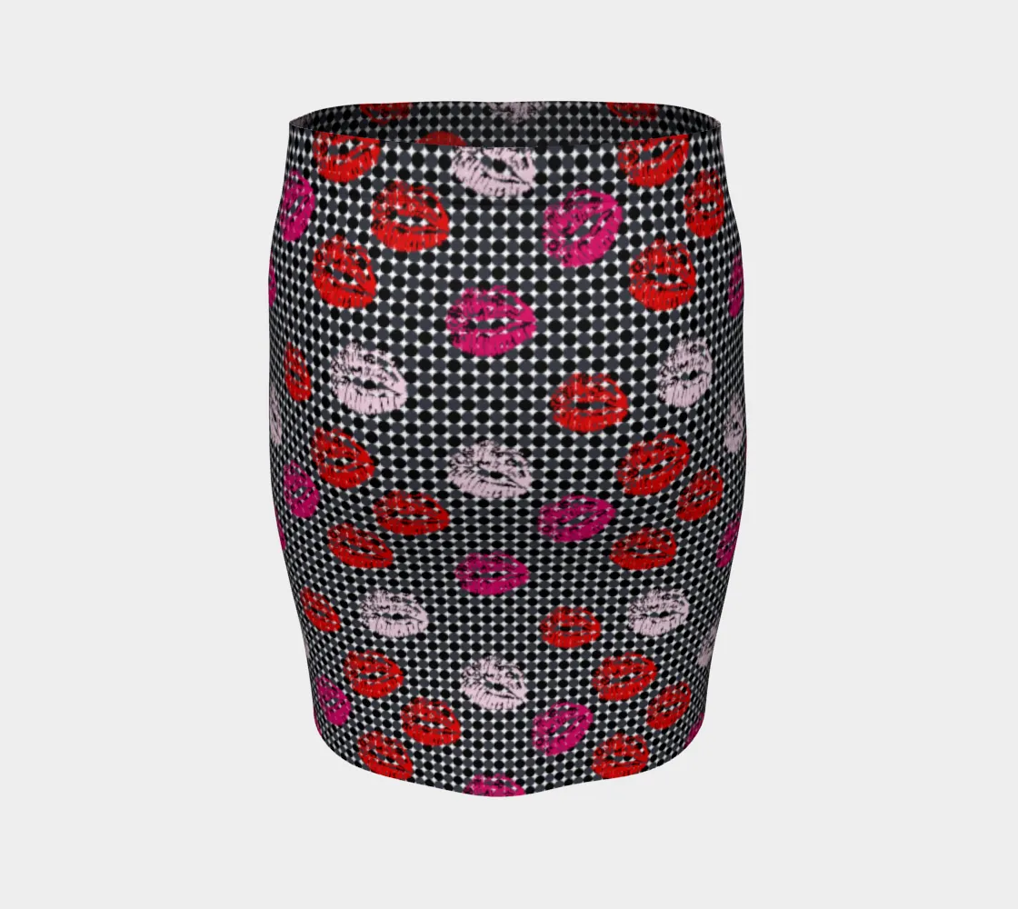 Kisses and Micro Polkadots Fitted Skirt